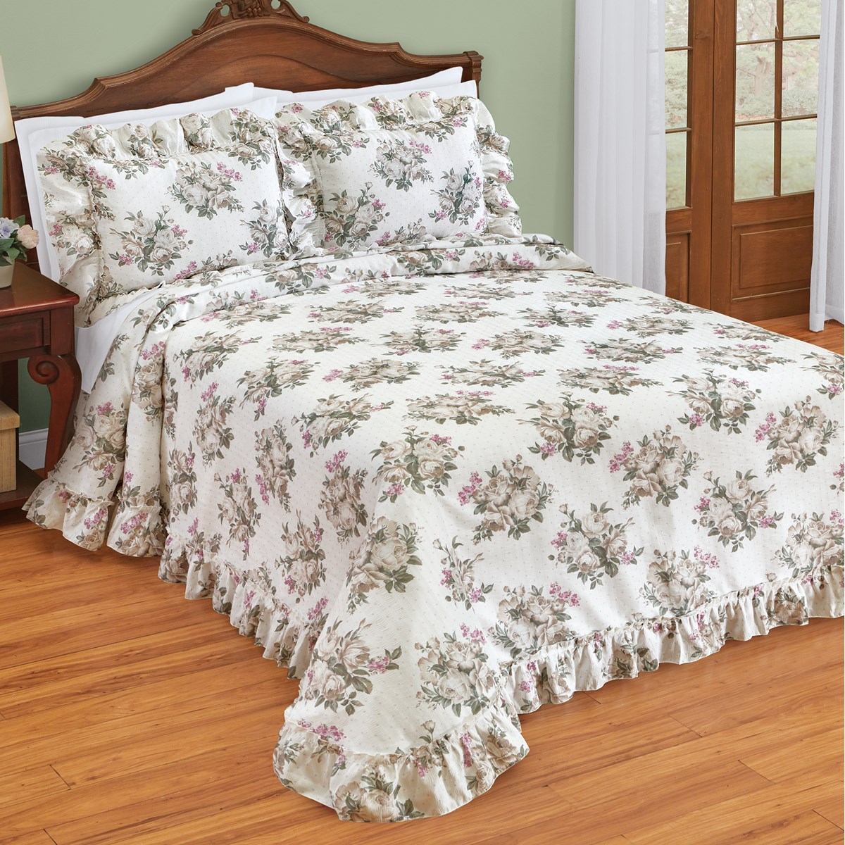 Christina Plisse Floral Ruffled Edge Bedspread Collections Etc.