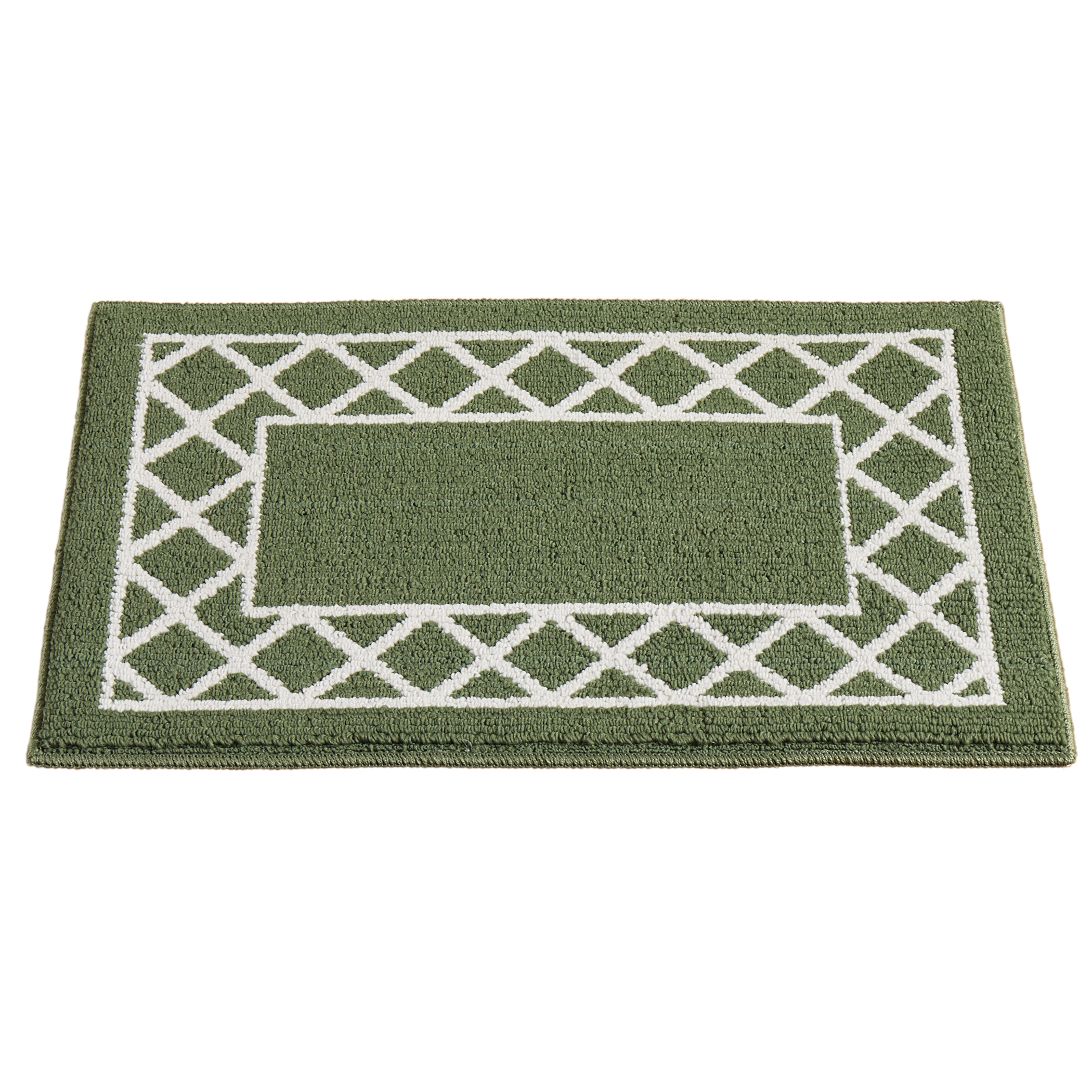 Jacquard Lattice Border Accent Rug with Skid-Resistant Backing 20" x 30" Fern Green, 20" x 30"