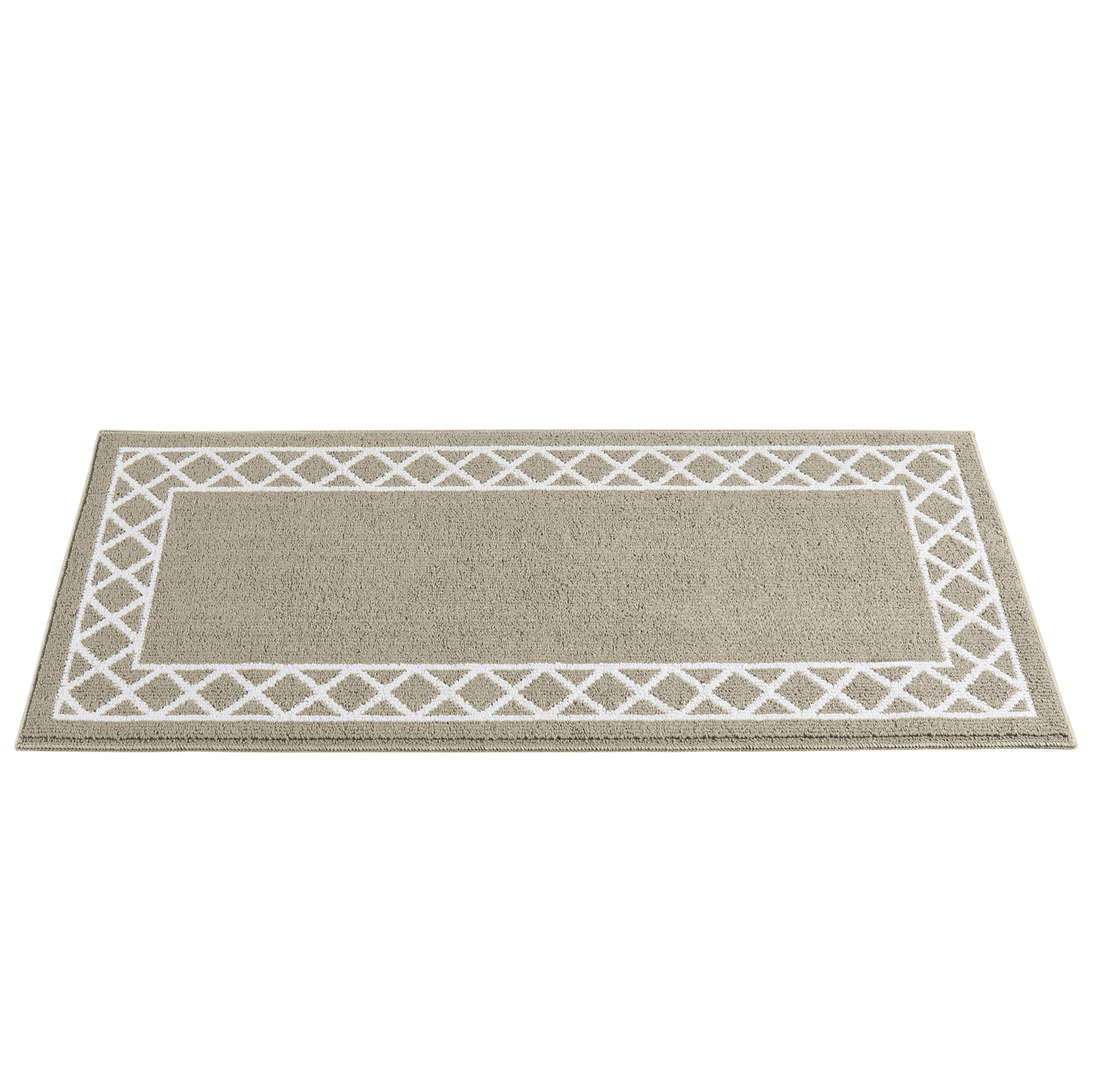Jacquard Lattice Border Accent Rug with Skid-Resistant Backing 26" x 59" Taupe, 26" x 59"