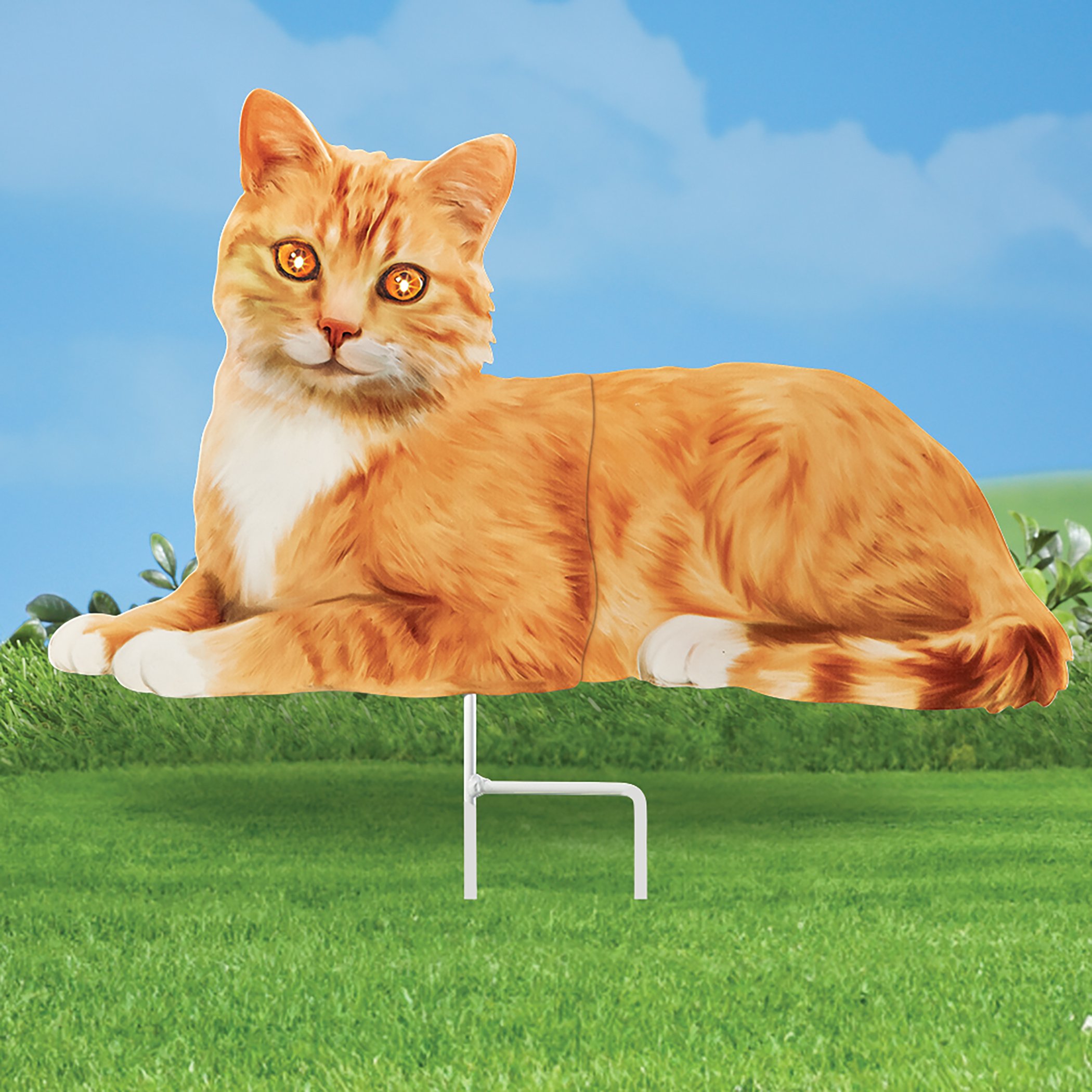 Collections Etc Realistic Cat with Solar Powered Eyes Outdoor Garden Stake Gray - Bild 4 von 6
