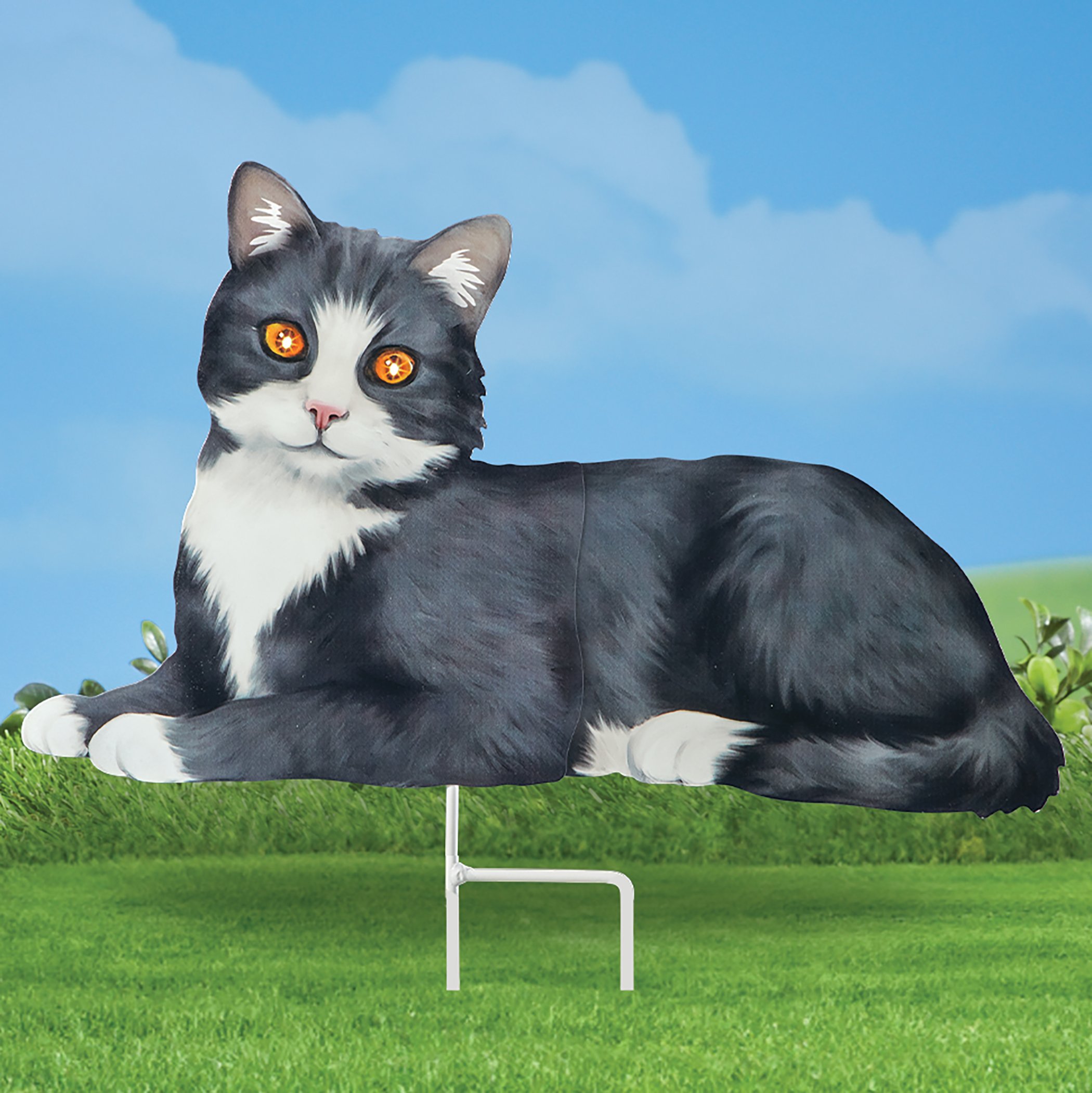 Collections Etc Realistic Cat with Solar Powered Eyes Outdoor Garden Stake Gray - Bild 6 von 6