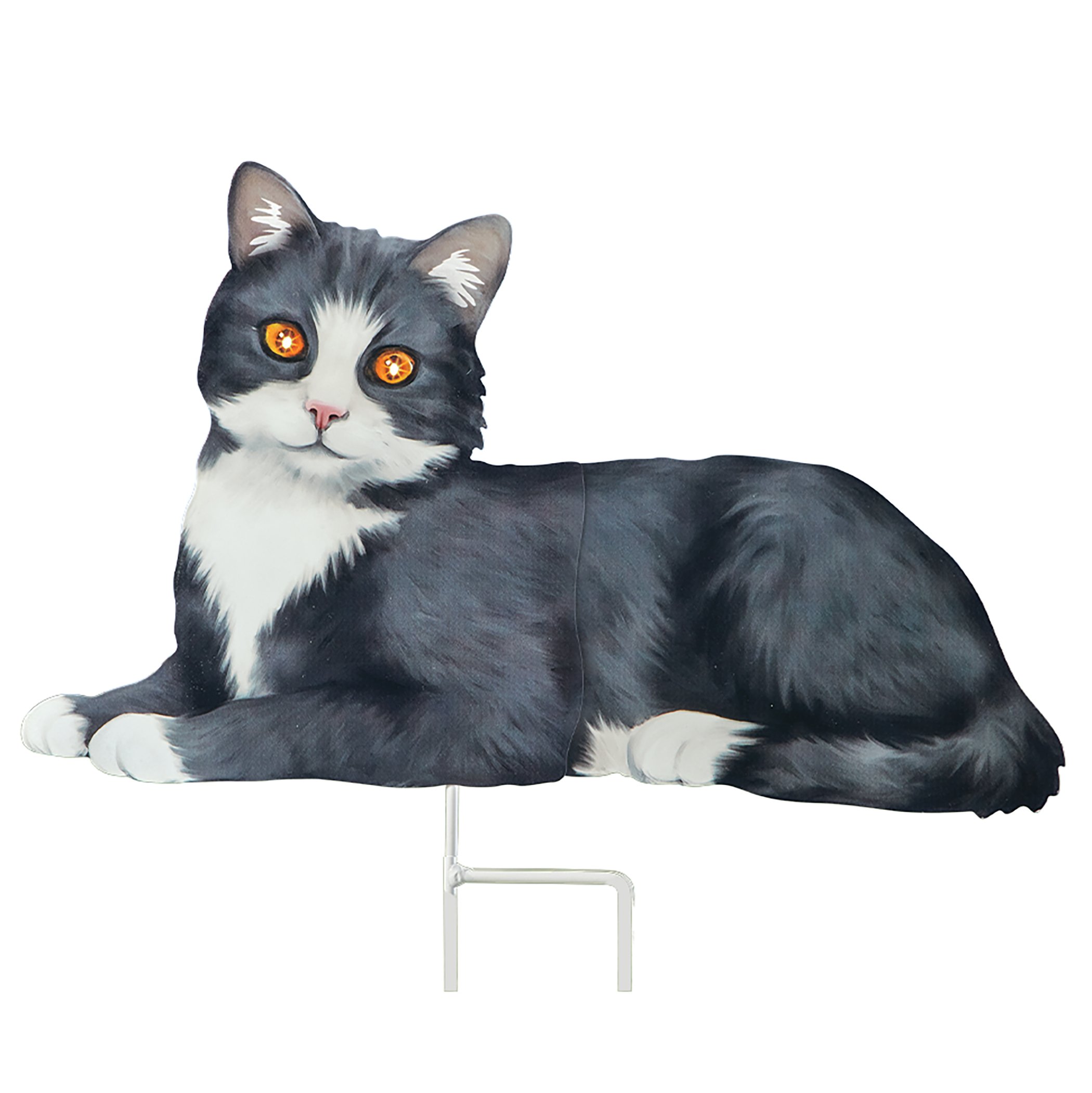 Collections Etc Realistic Cat with Solar Powered Eyes Outdoor Garden Stake Gray - Bild 5 von 6