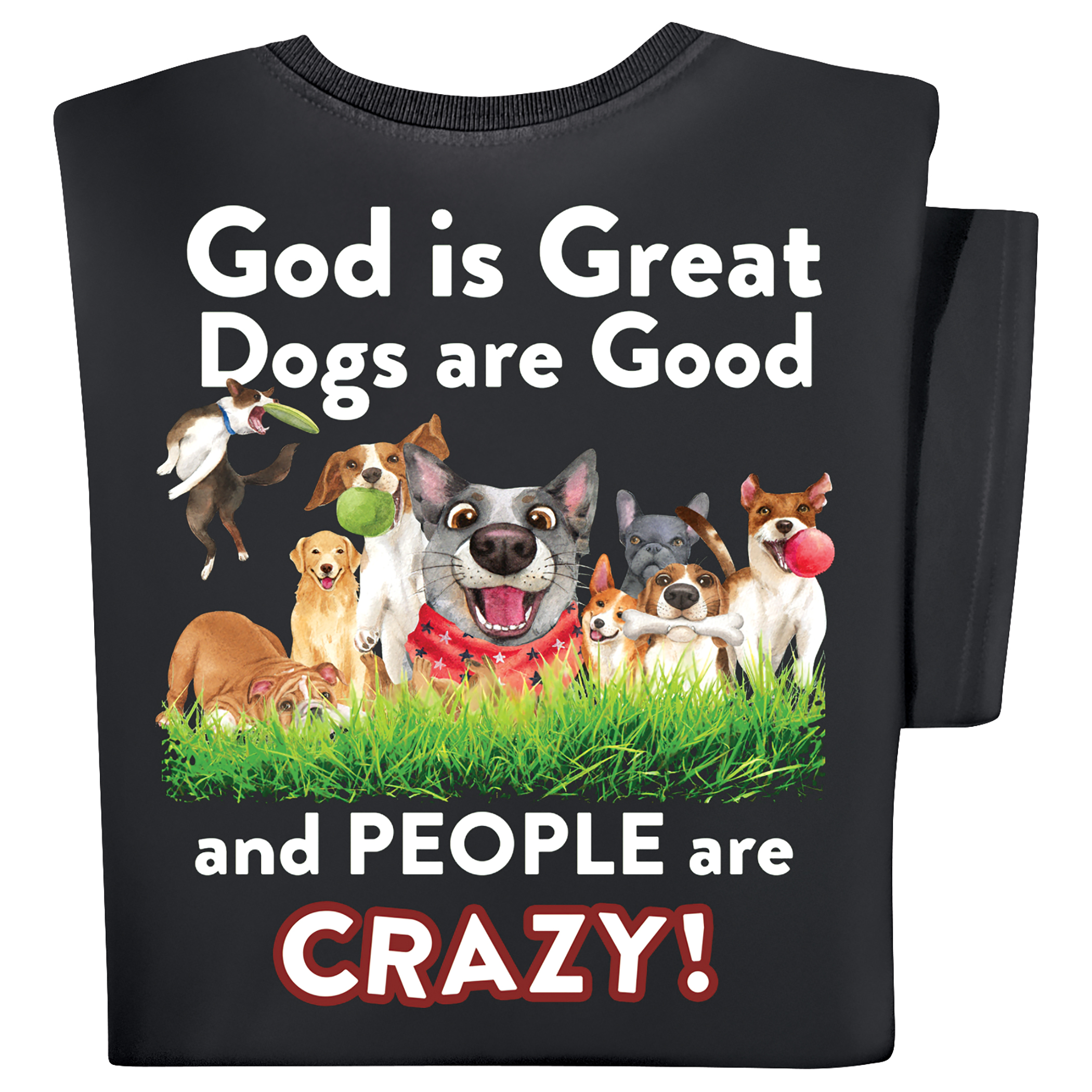 God is Great Dogs are Good and People are Crazy Novelty Tee