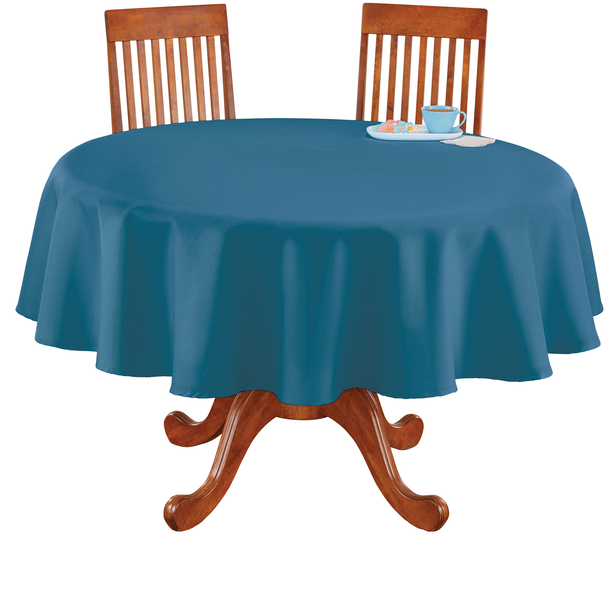 Oxford Stain Resistant & Water Repellent Tablecloth 70" Round Teal