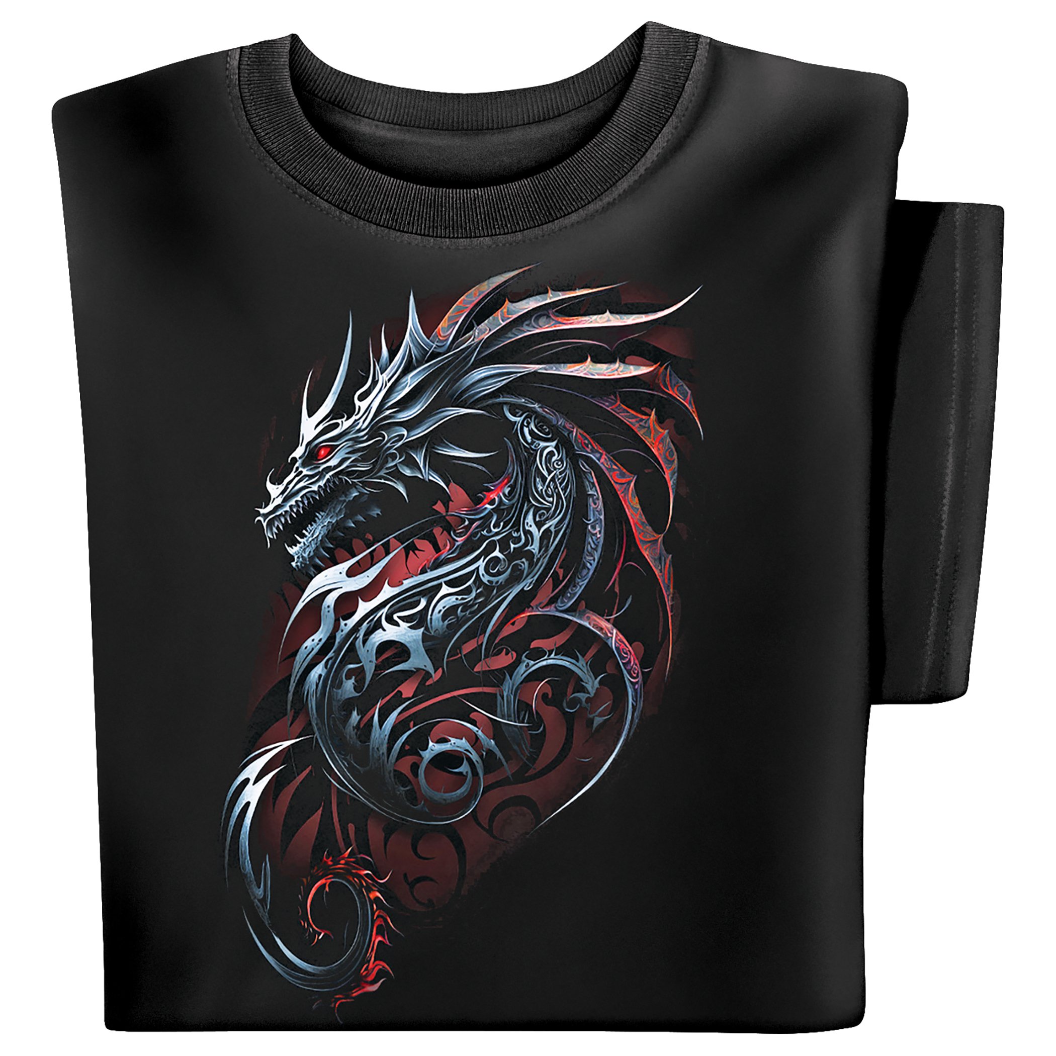 Short-Sleeve Crewneck Chrome Dragon Tee Large Black