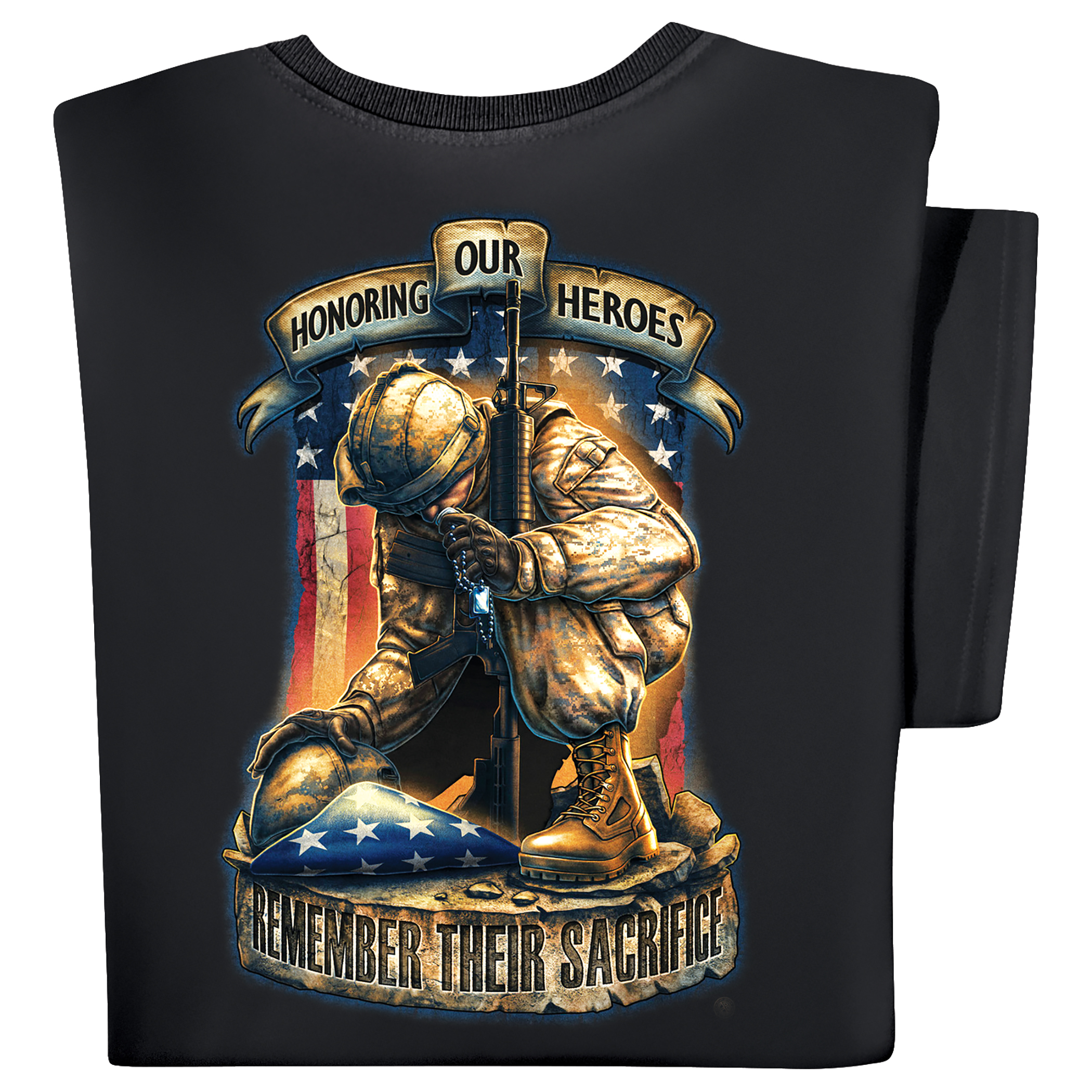 Honor Our Heroes Kneeling Soldier Short-Sleeve Crewneck T-Shirt