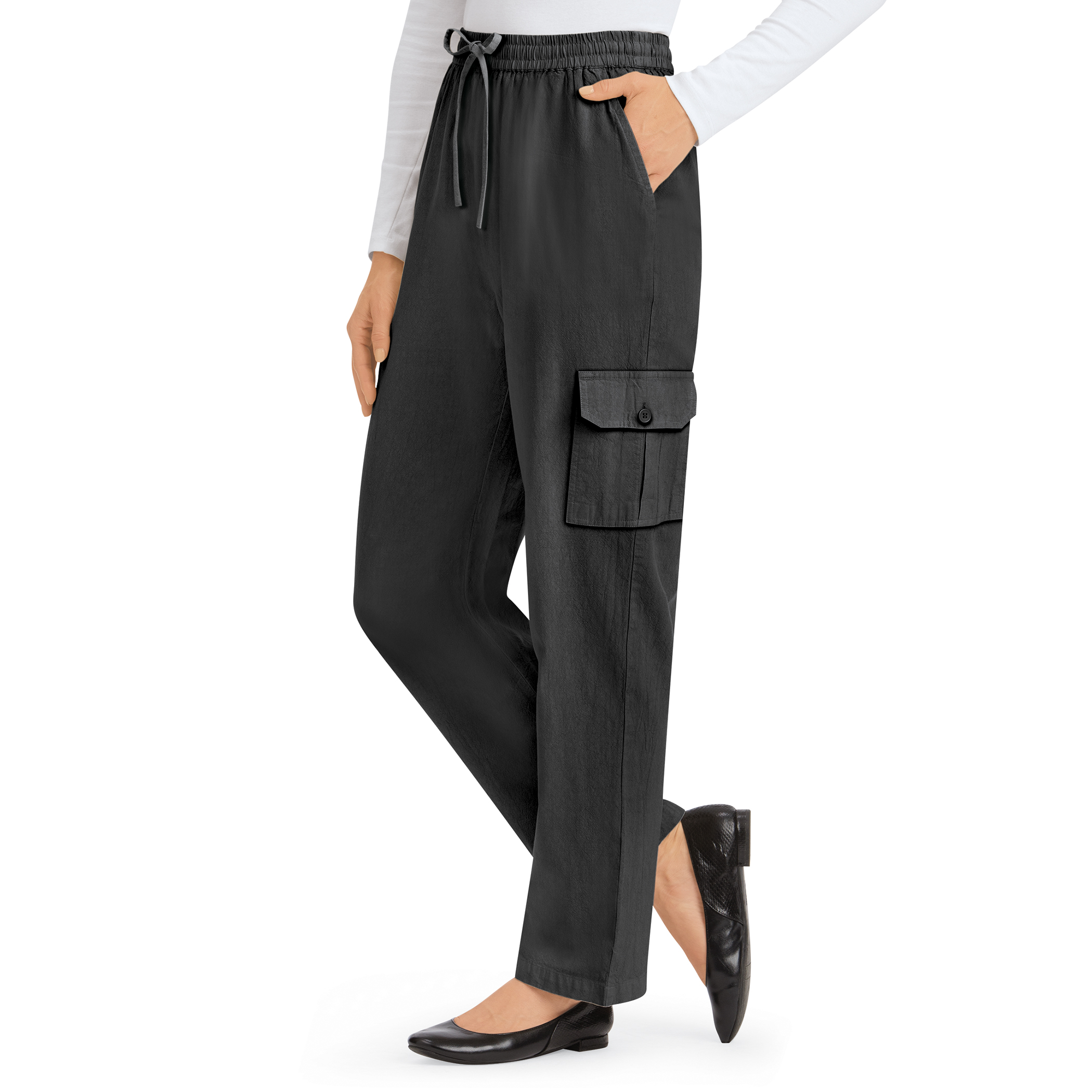 Comfortable Double Cargo Pocket Elasticized Drawstring Pants