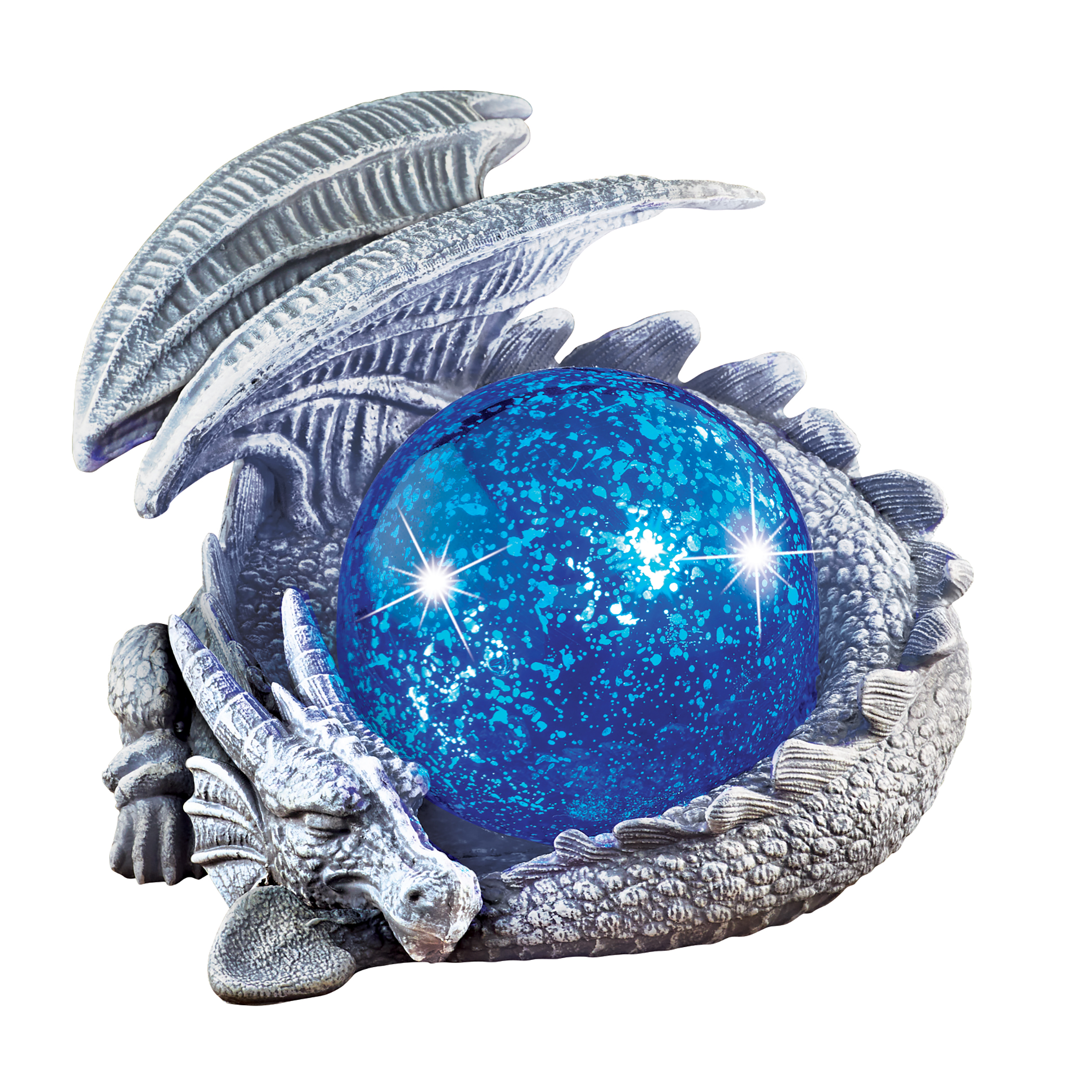 Dragon with Solar Powered Gazing Ball Garden Statue