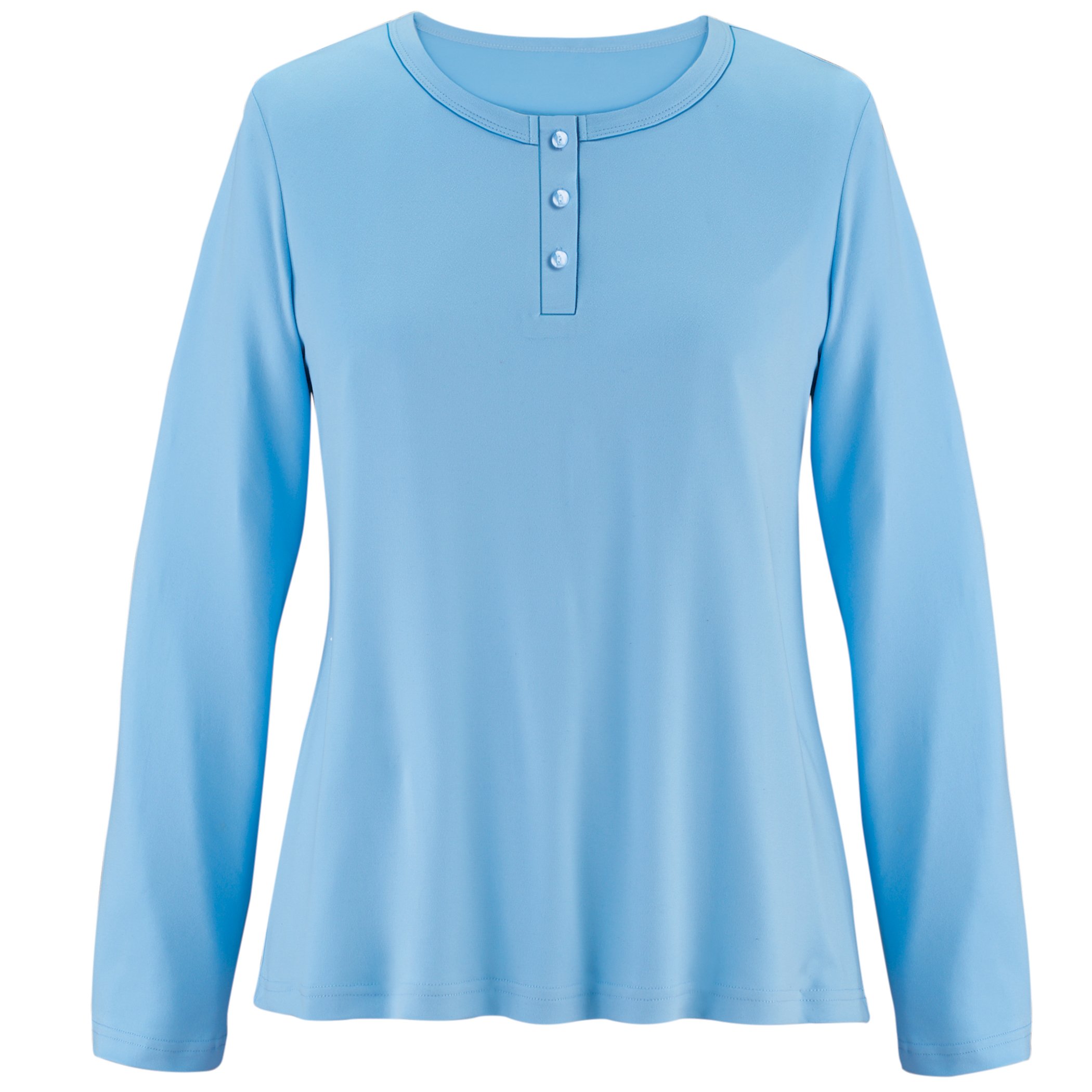 Super Soft Henley Long Sleeve Pajama Top Medium Women Blue