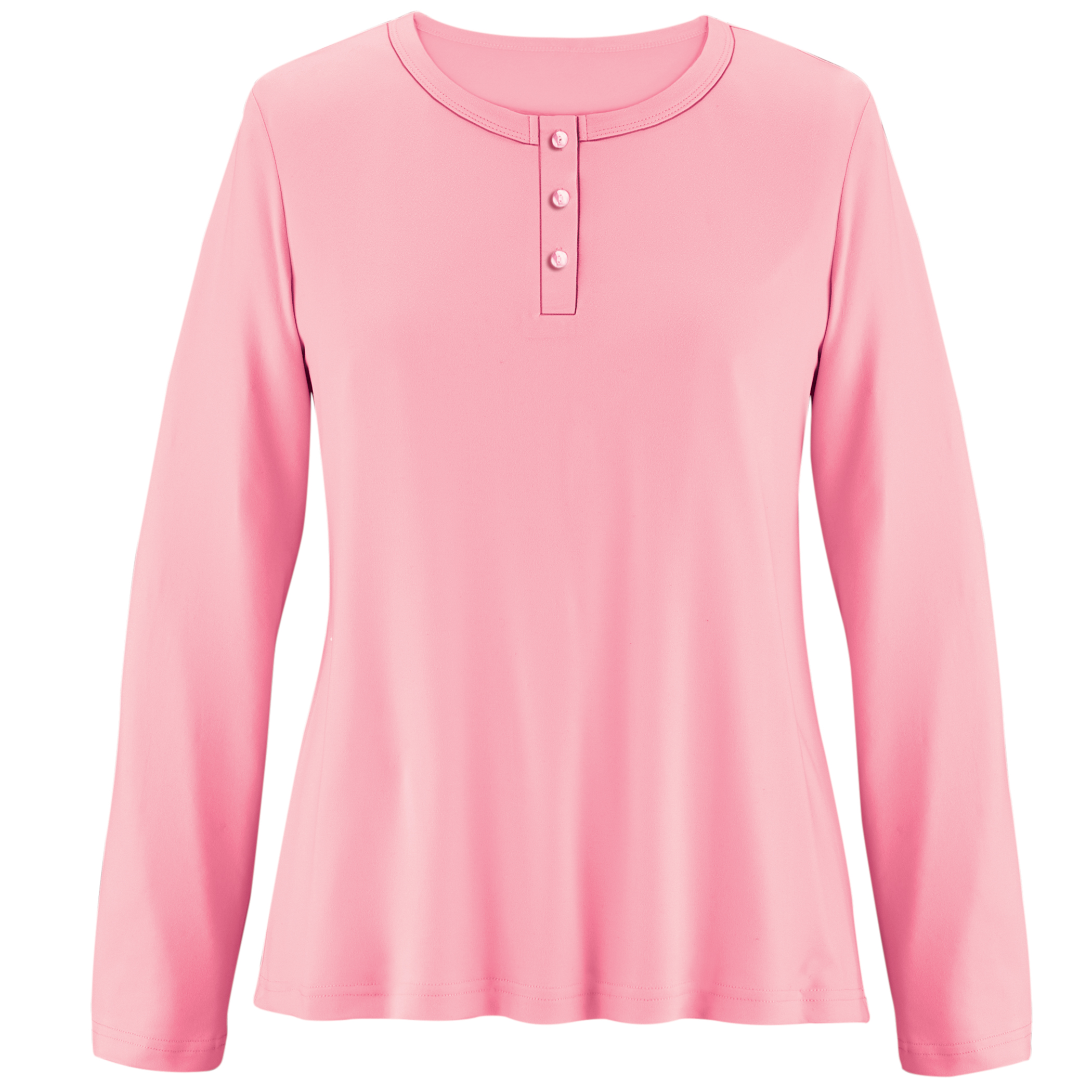 Super Soft Henley Long Sleeve Pajama Top Medium Women Pink