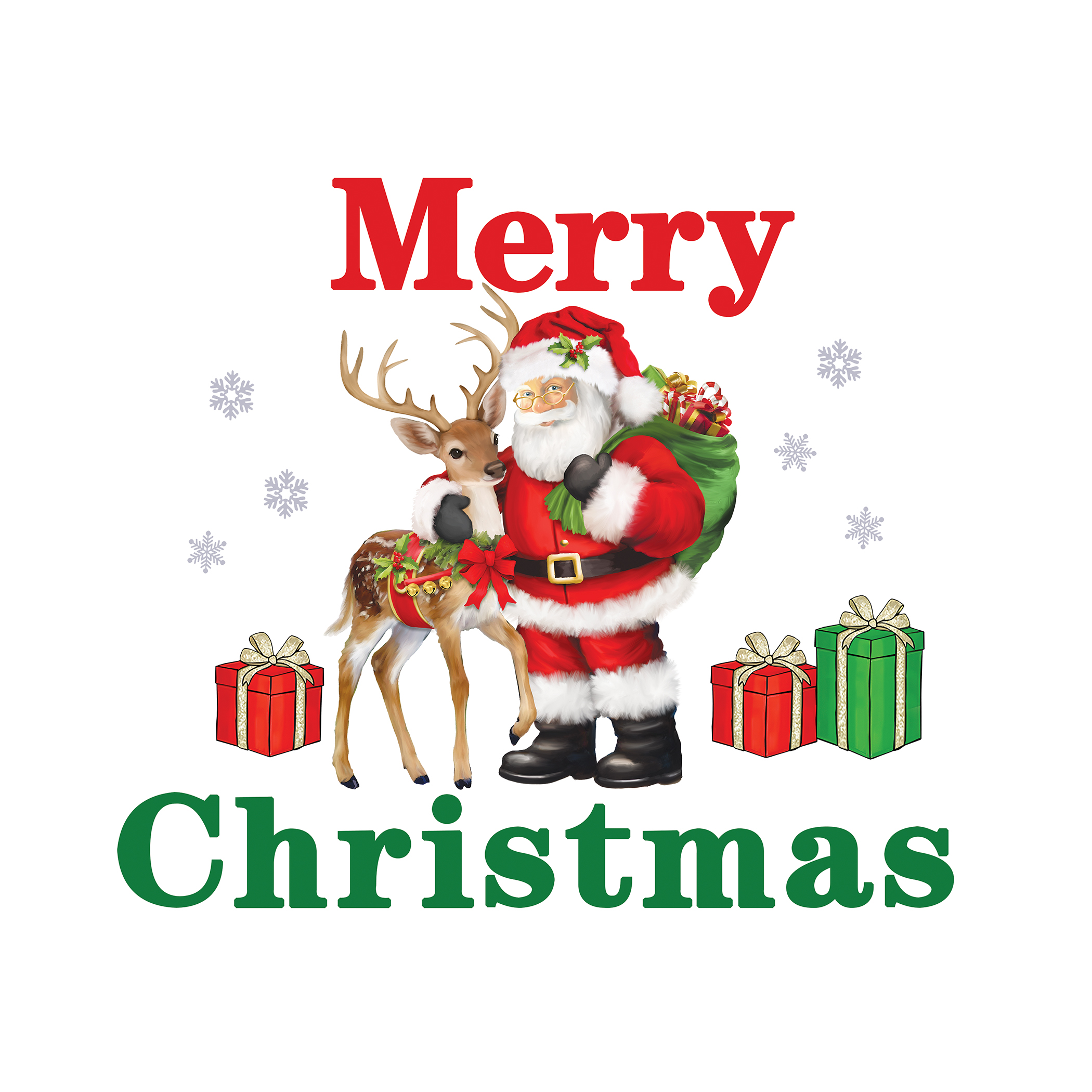 Merry Christmas Santa and Reindeer Garage Door Magnet