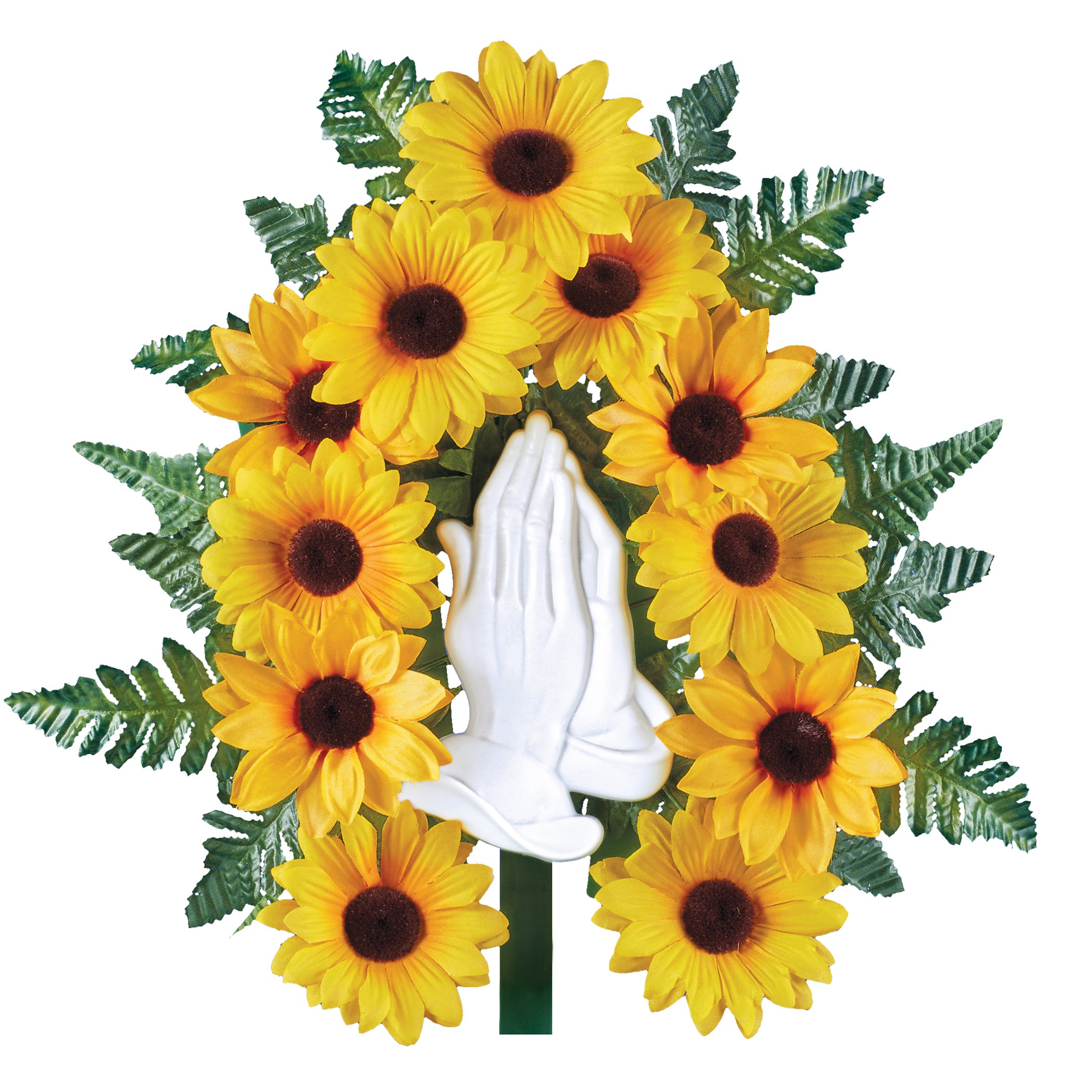 Artificial Sunflower Praying Hands Memorial Bush Stake