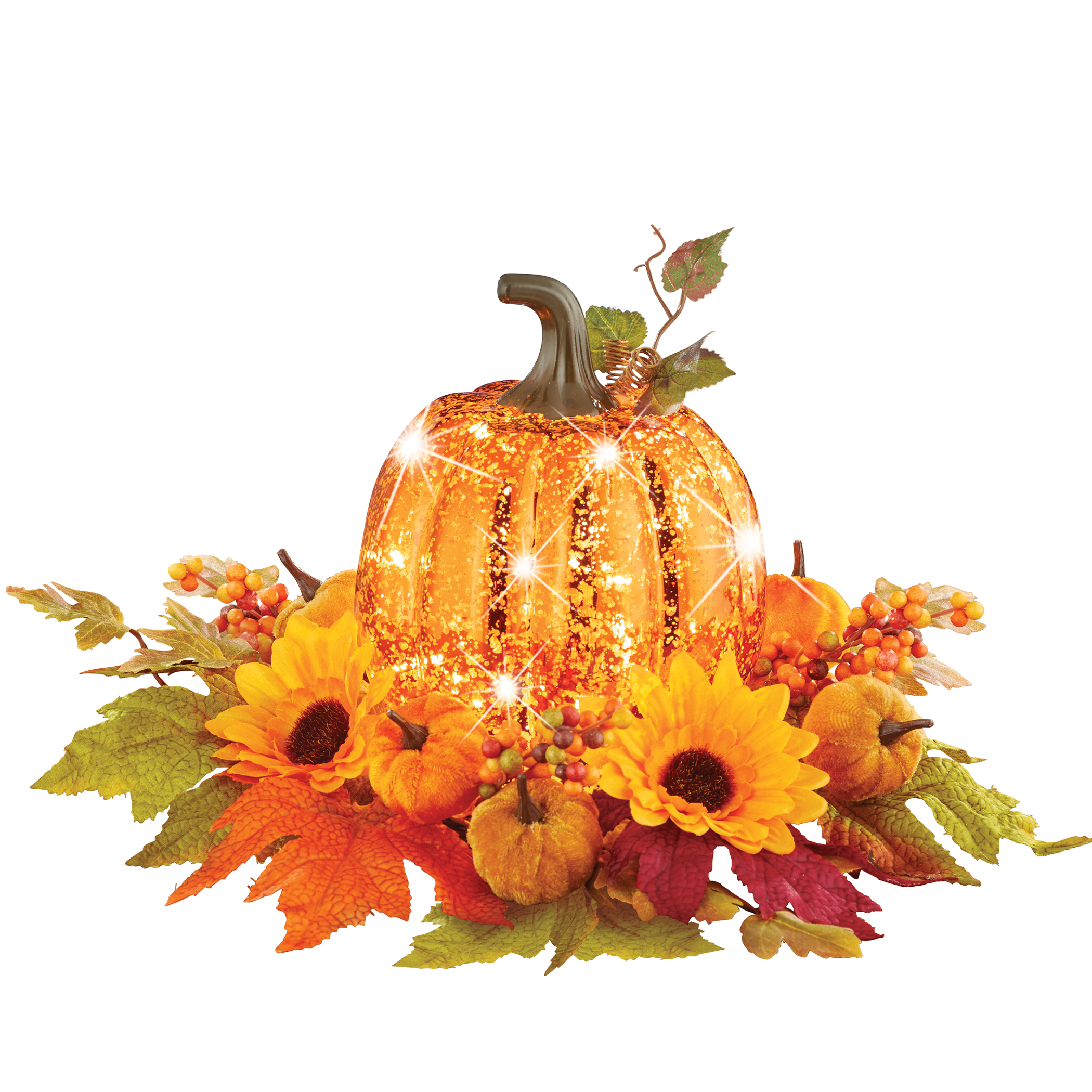 LED Lighted Fall Sunflower Pumpkin Centerpiece