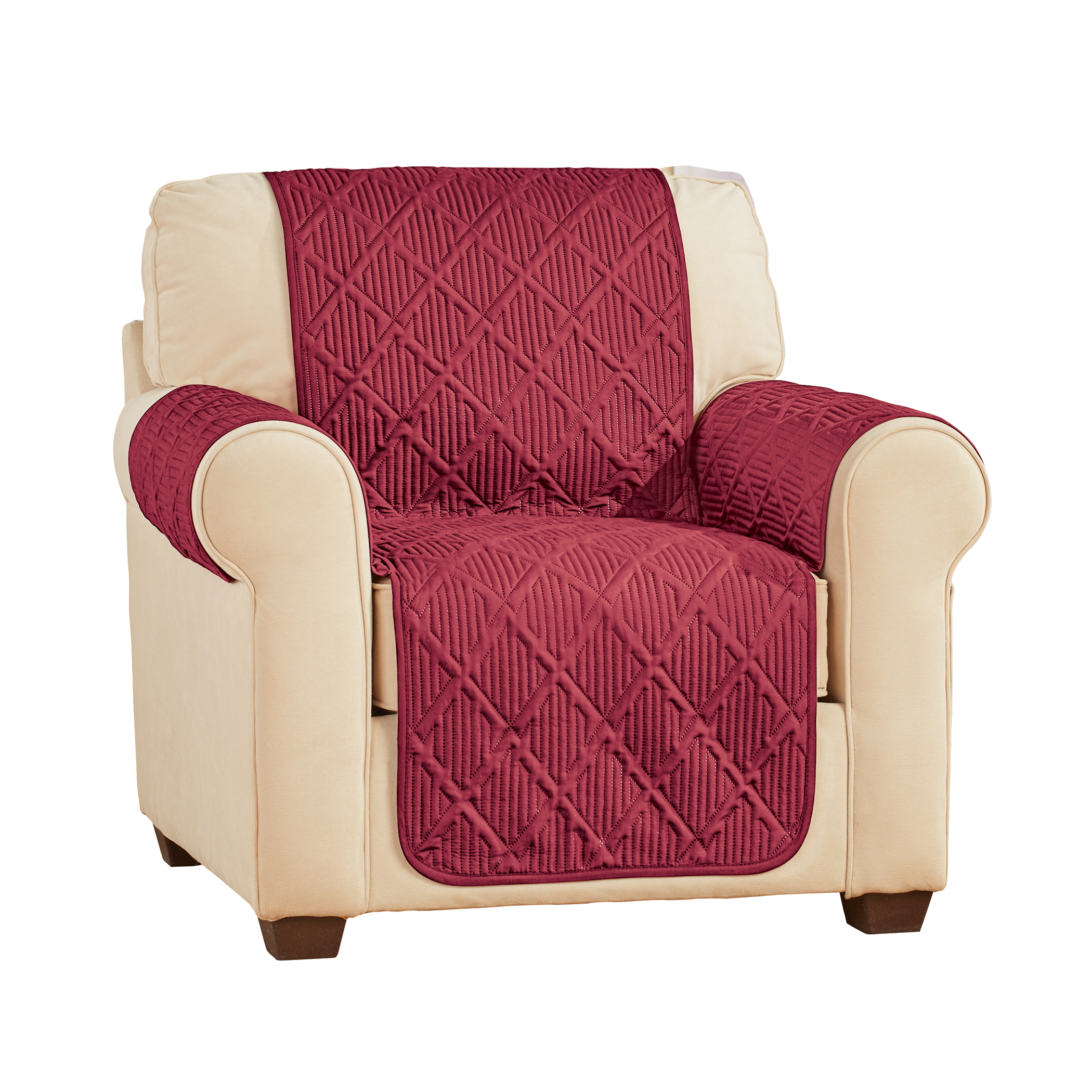Attractive Everyday Quilted Furniture Protector Burgundy Chair
