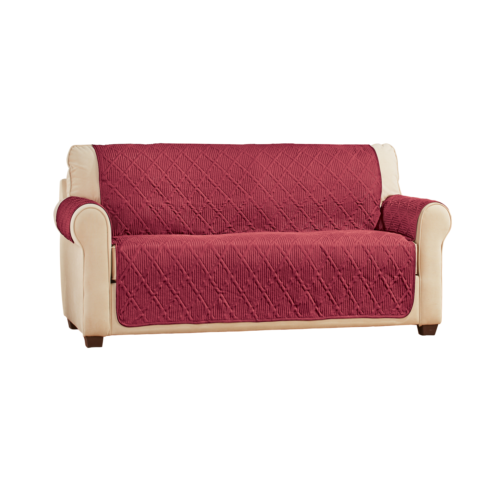 Attractive Everyday Quilted Furniture Protector Burgundy Loveseat