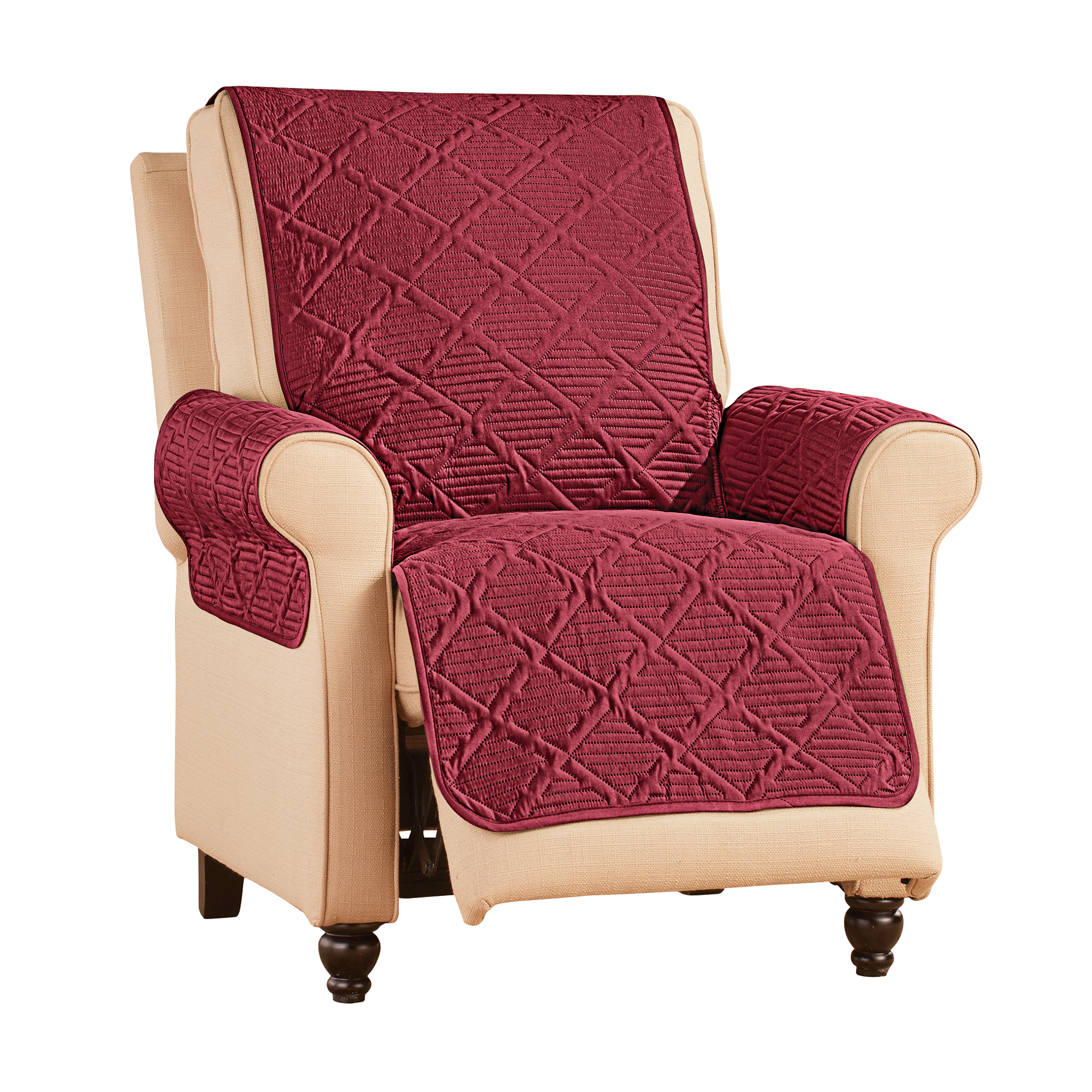 Attractive Everyday Quilted Furniture Protector Burgundy Recliner