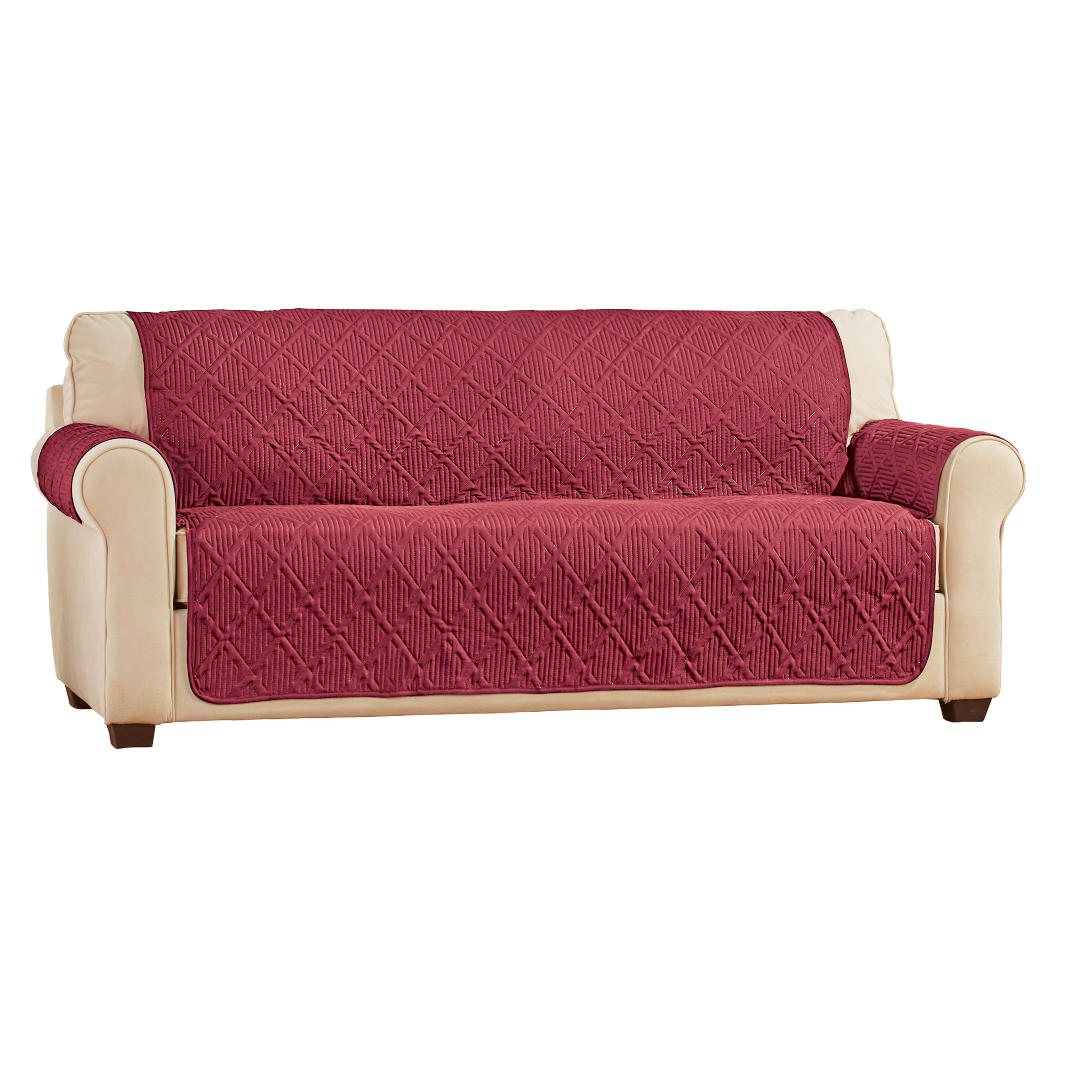 Attractive Everyday Quilted Furniture Protector Burgundy Sofa