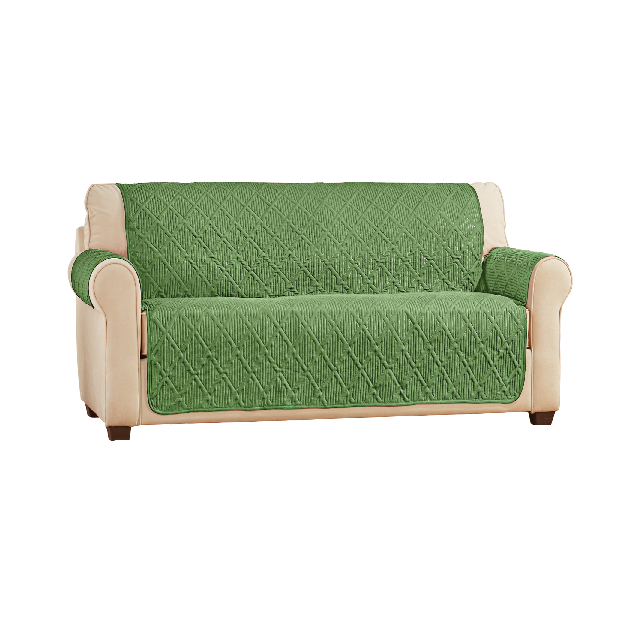 Attractive Everyday Quilted Furniture Protector Green Loveseat