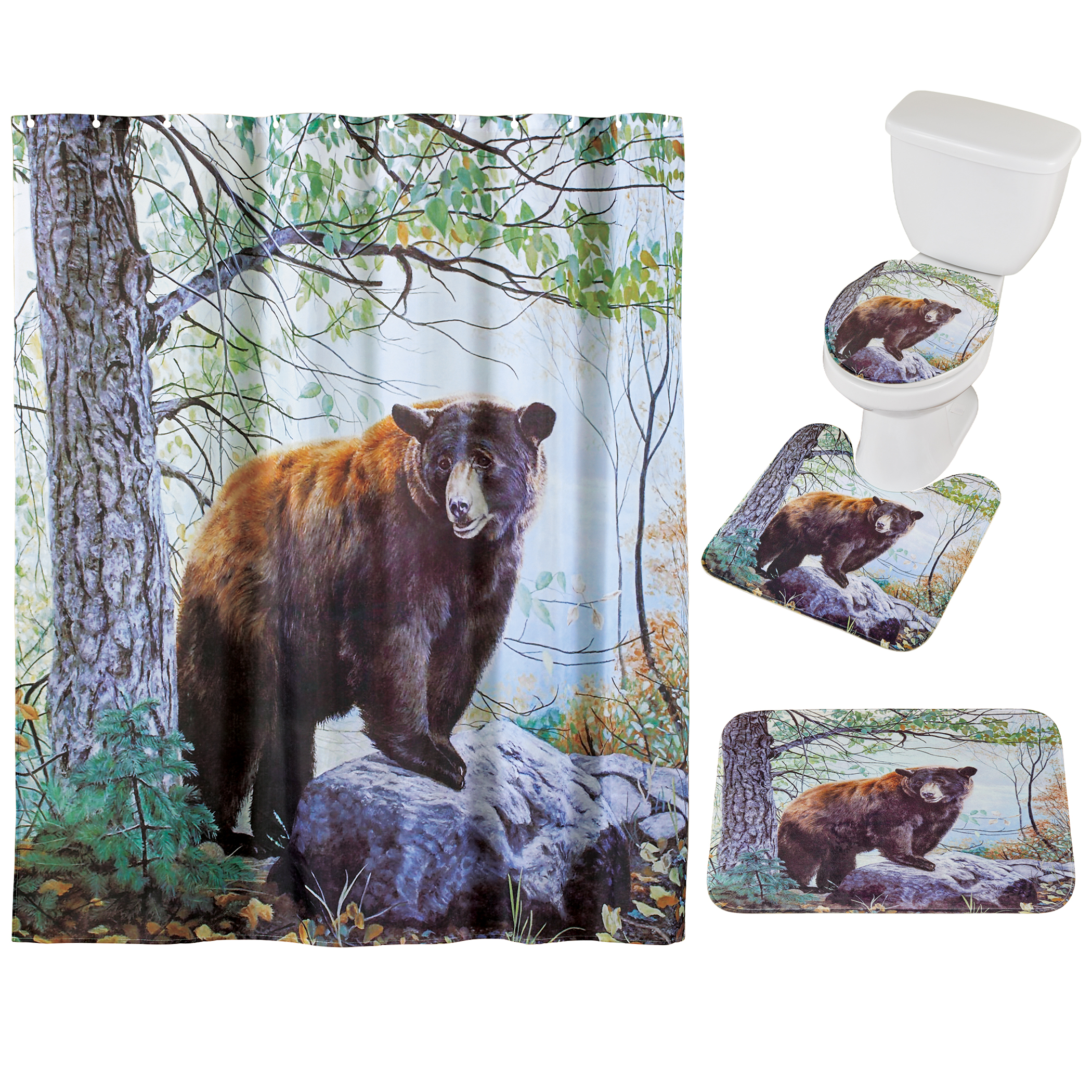 Bear in the Woods Scene 4-Piece Bathroom Set