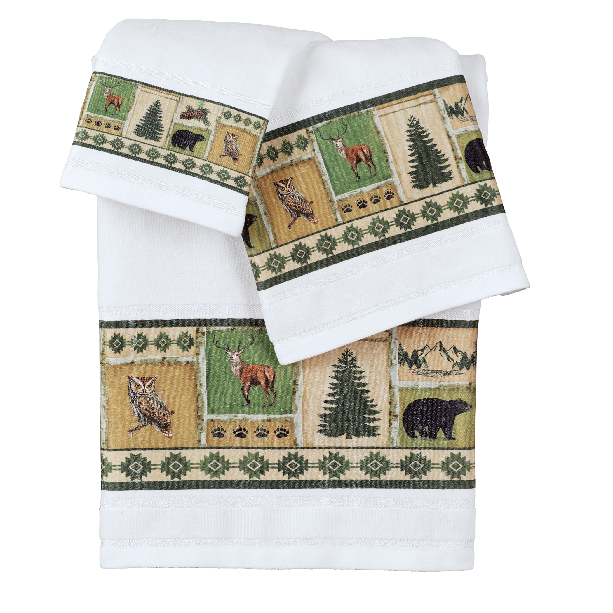 Northwoods Patchwork Aztec Border 3-Piece Towel Set