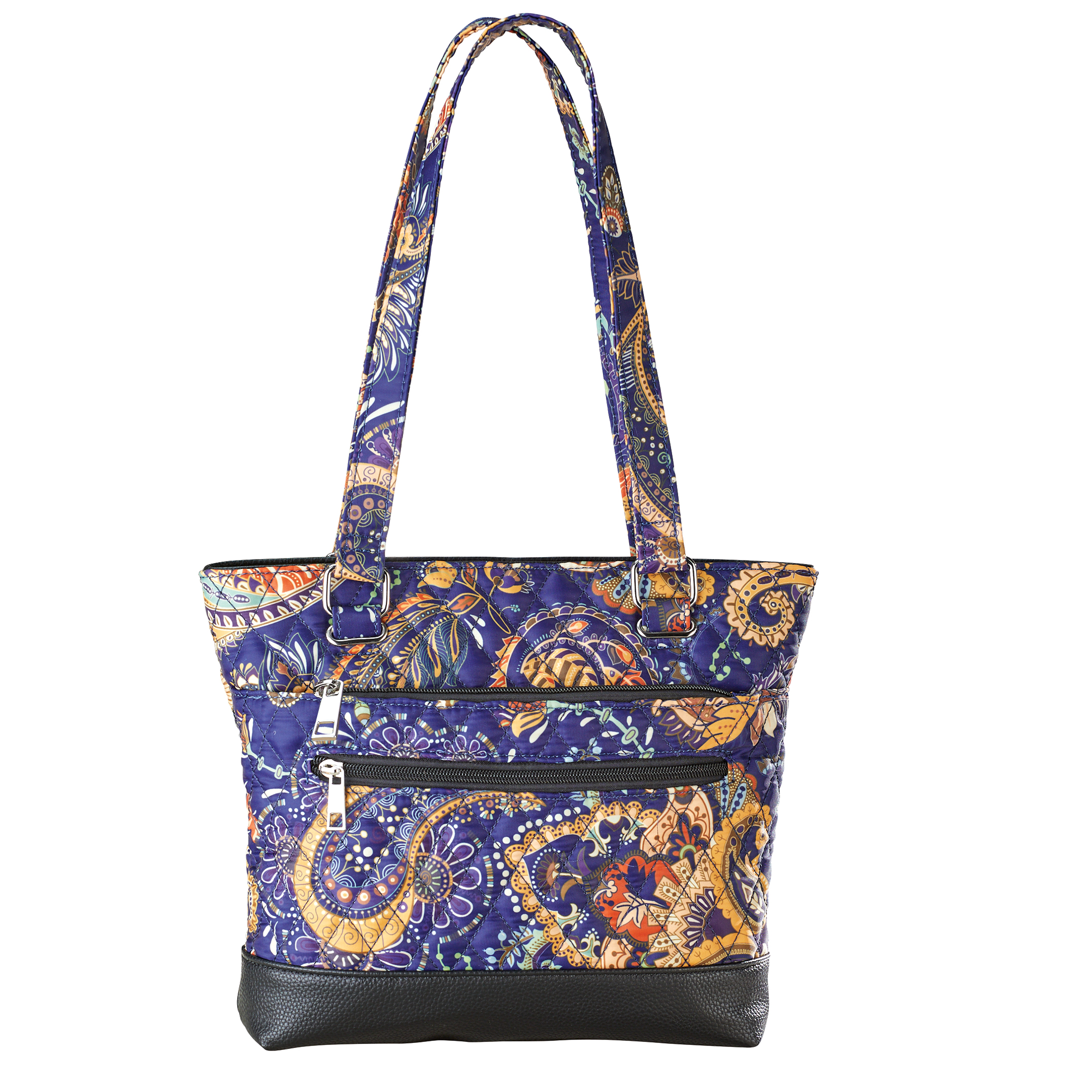 Quilted Multicolor Paisley Print Shoulder Handbag