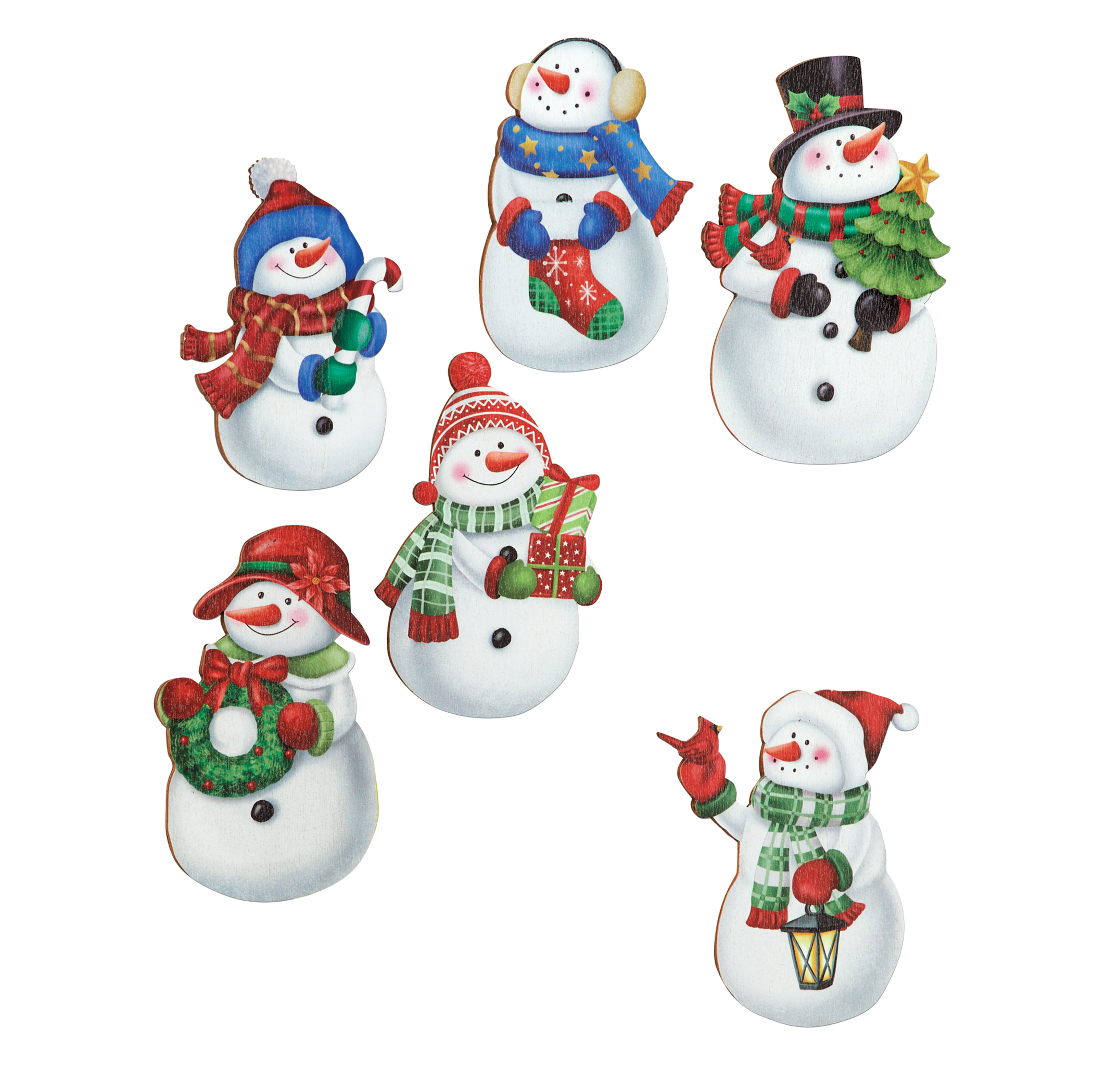 Festive Snowmen Kitchen Magnets - Set of 6