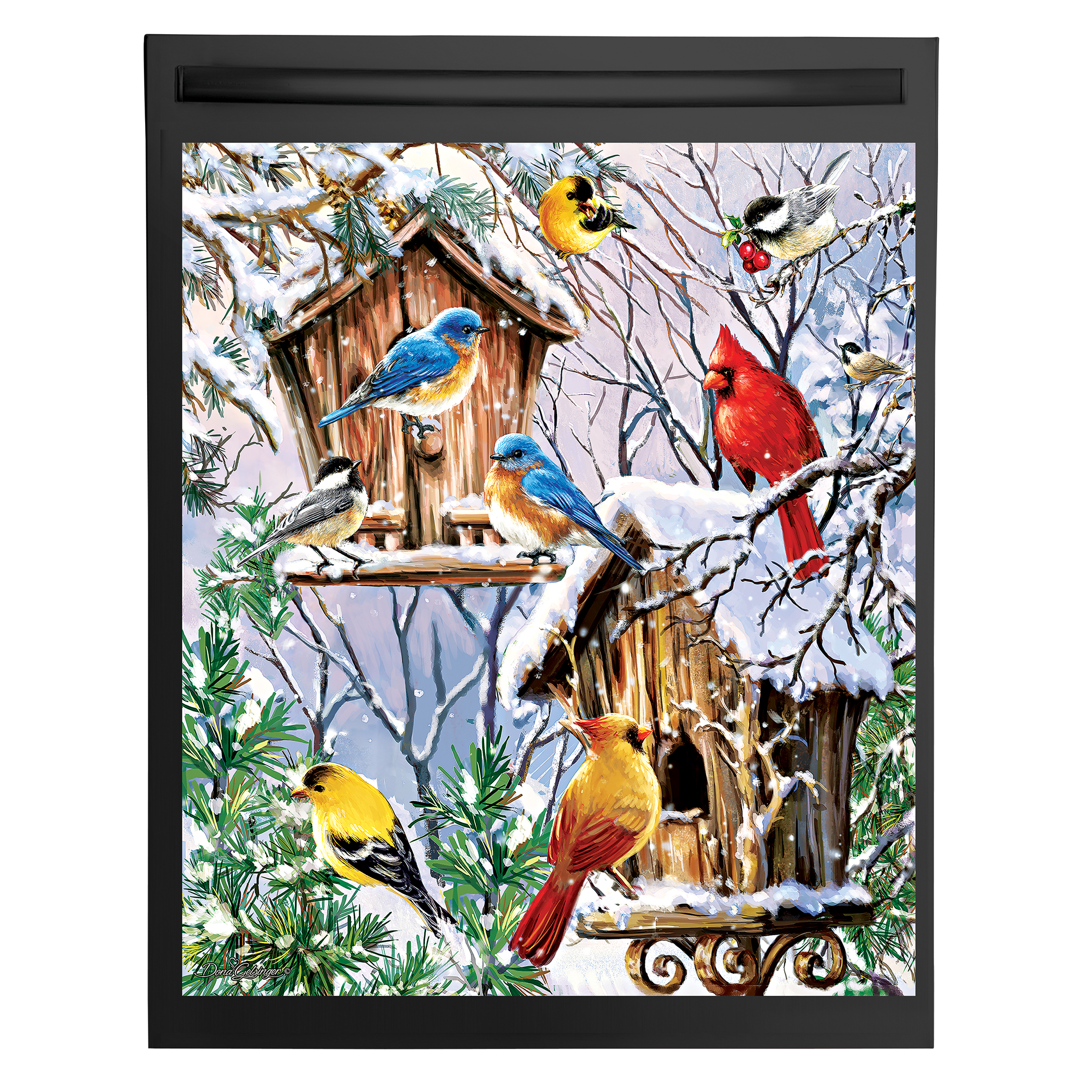 Beautiful Winter Songbirds Dishwasher Magnet