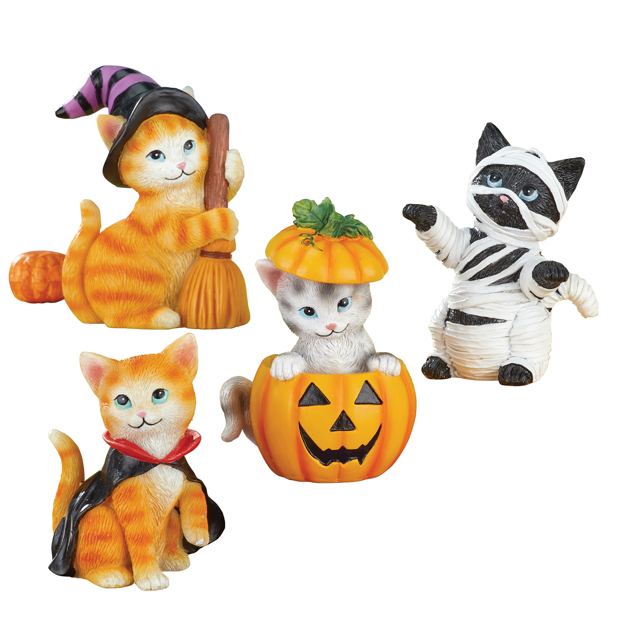 Adorable 4-Piece Halloween Cats Sitters Set