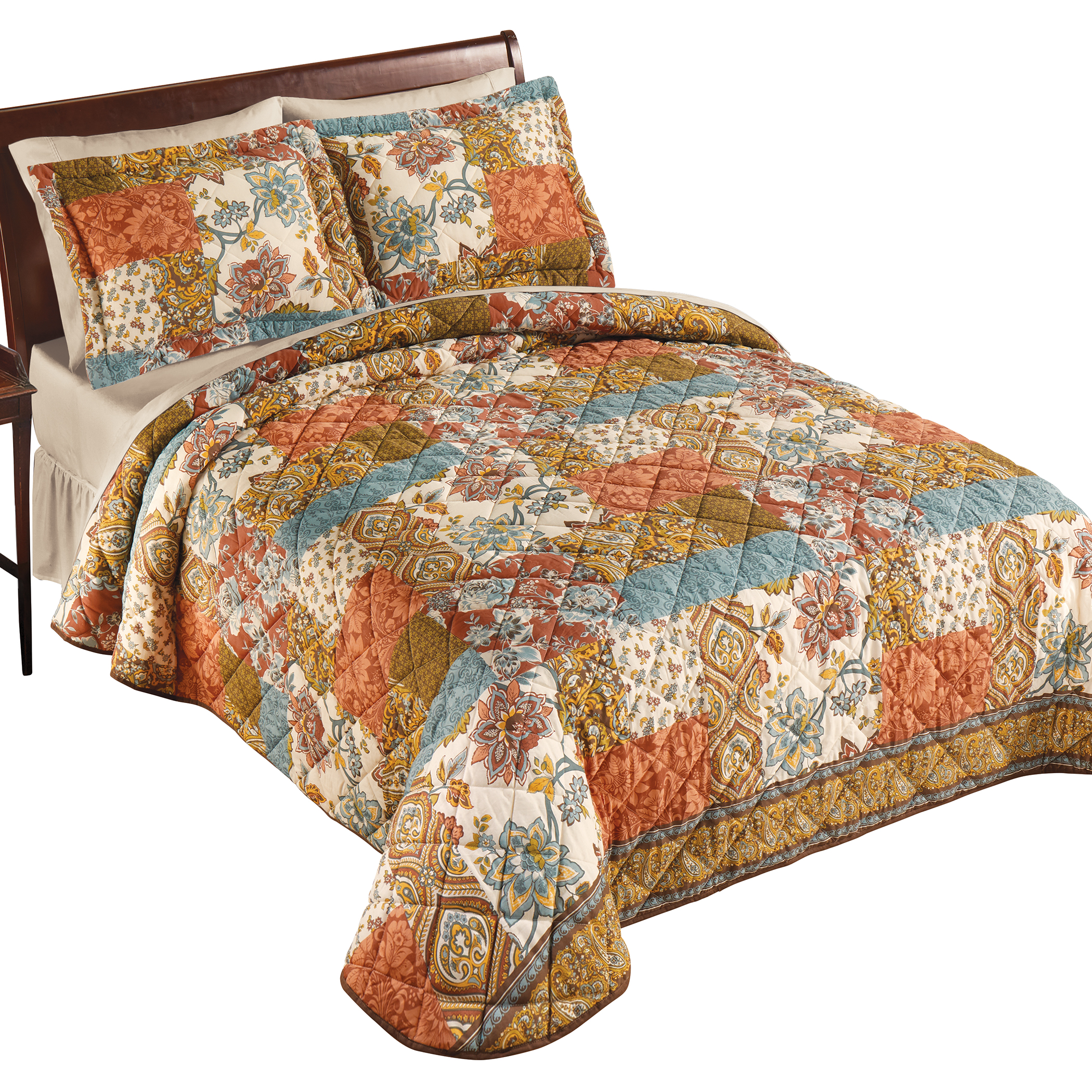 Elegant Arlington Floral Patchwork Quilted Bedspread