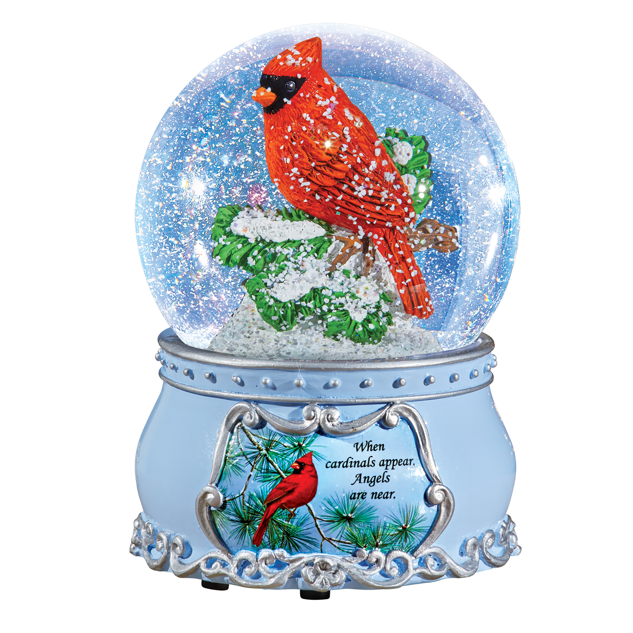 Musical Cardinals Appear Snow Globe Decoration 4 X 4 X 5.75 Red