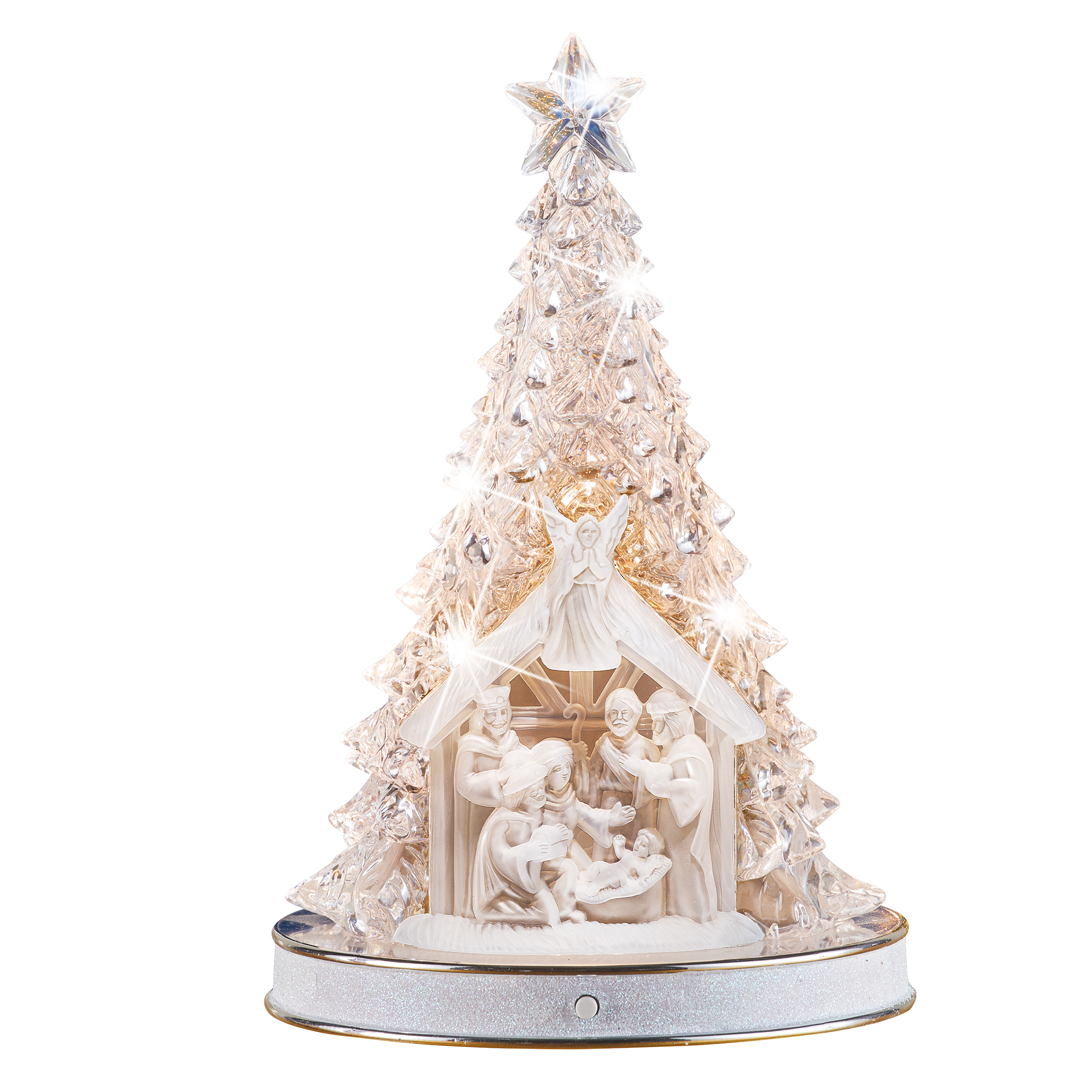 Acrylic Musical Nativity Scene Christmas Decoration 8.25 X 8.25 X 12.5 White