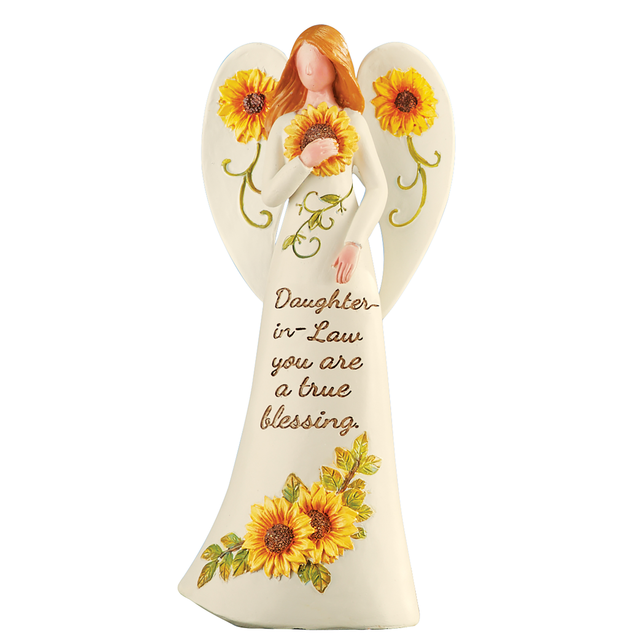 Hand-Painted Inspirational Sunflower Decorative Angel