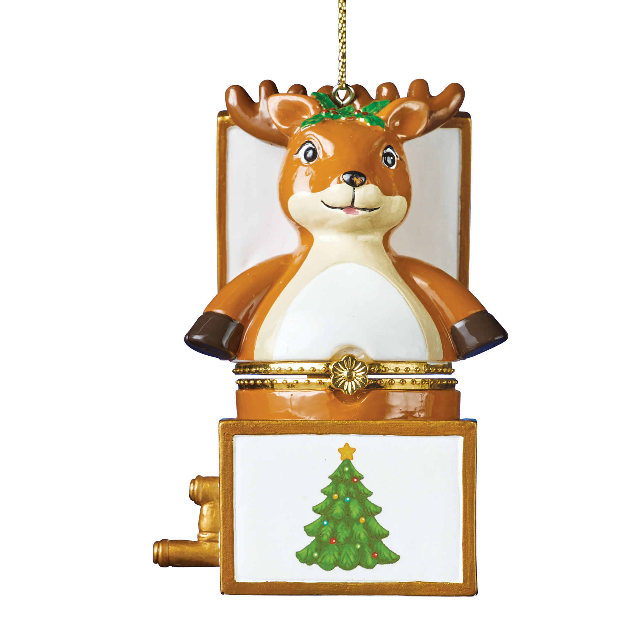 Charming Jack-In-The-Box Trinket Christmas Ornament 2.5 X 2 X 3.5 Deer