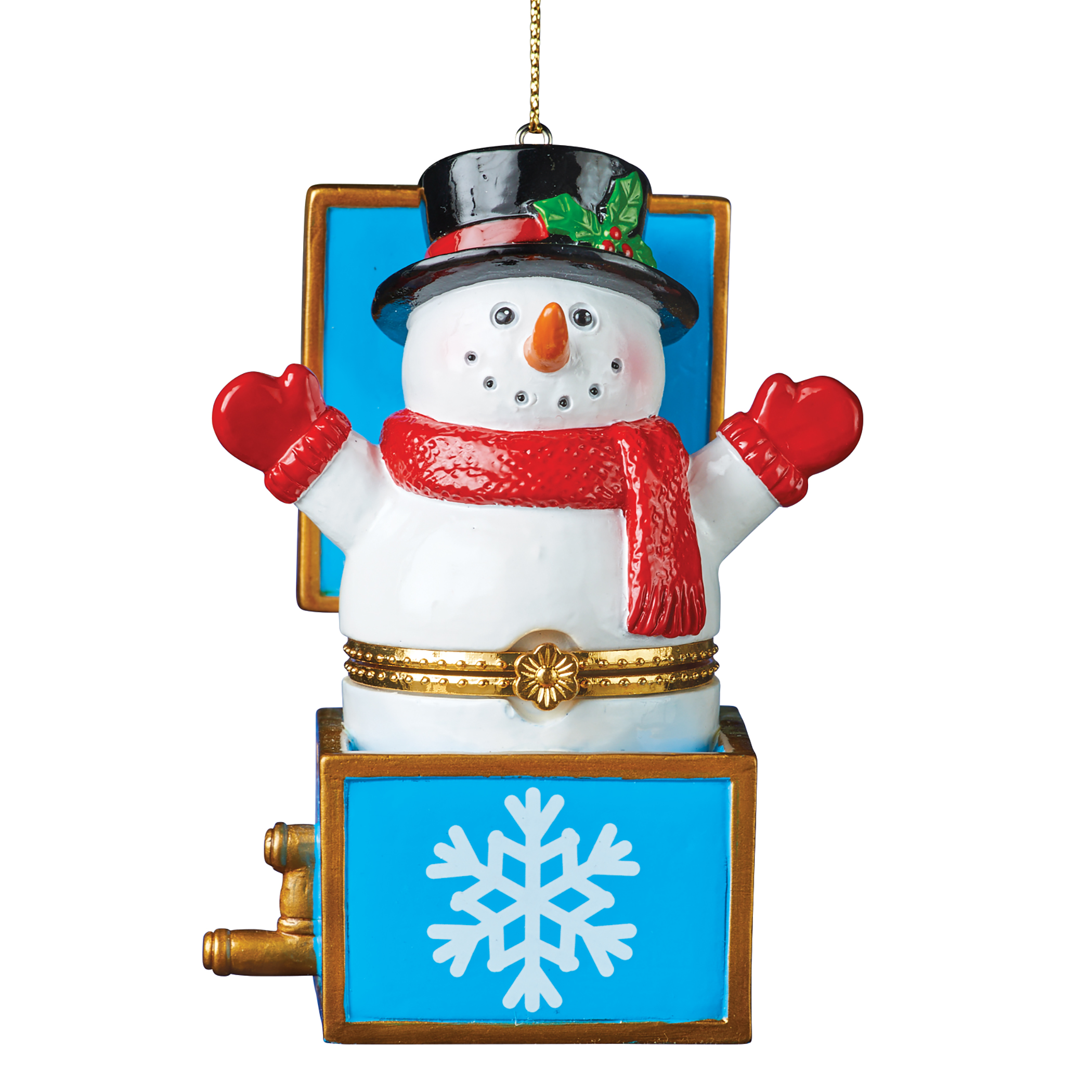 Charming Jack-In-The-Box Trinket Christmas Ornament 2.5 X 2 X 3.5 Snowman