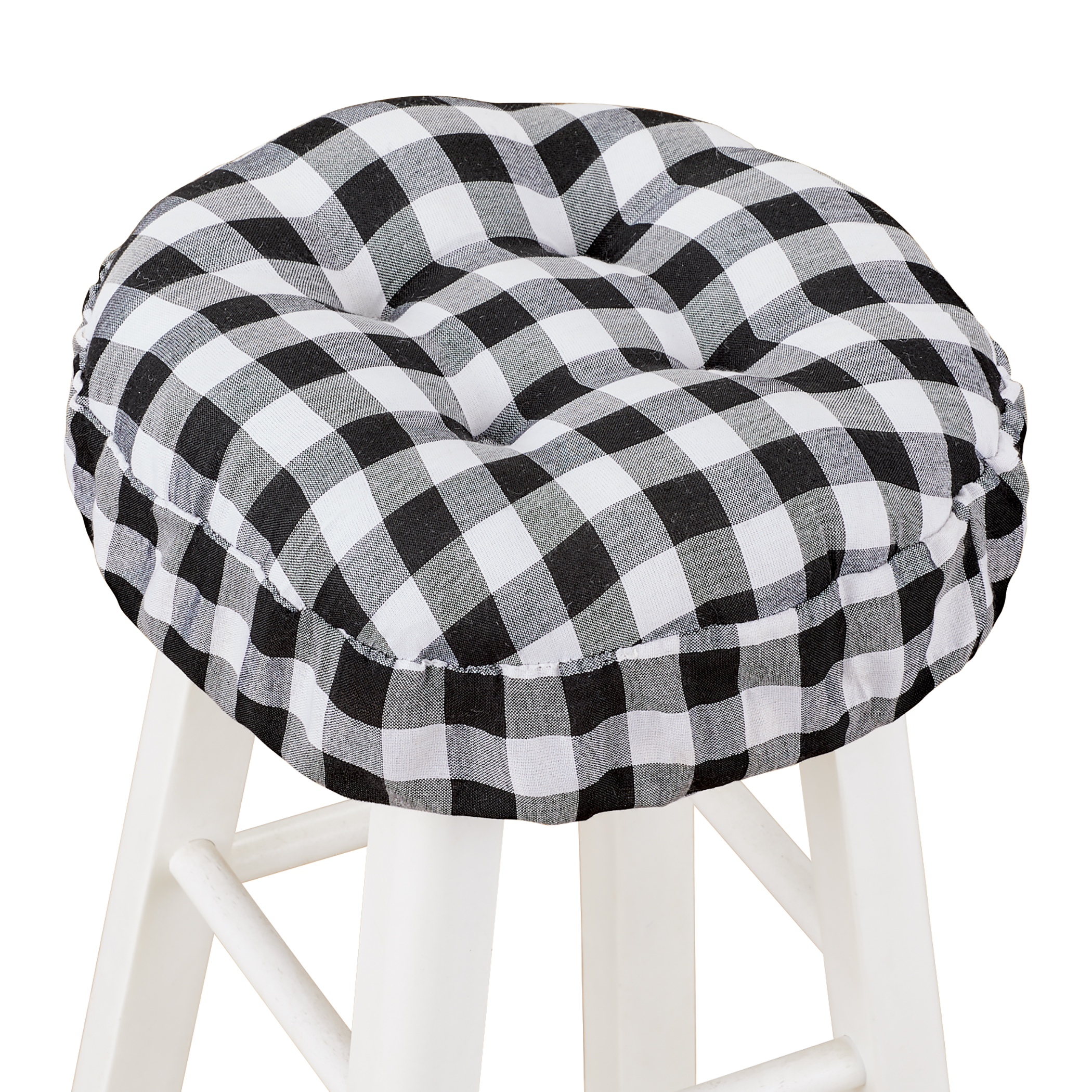 Farmhouse Buffalo Check Padded Bar Stool Cushion