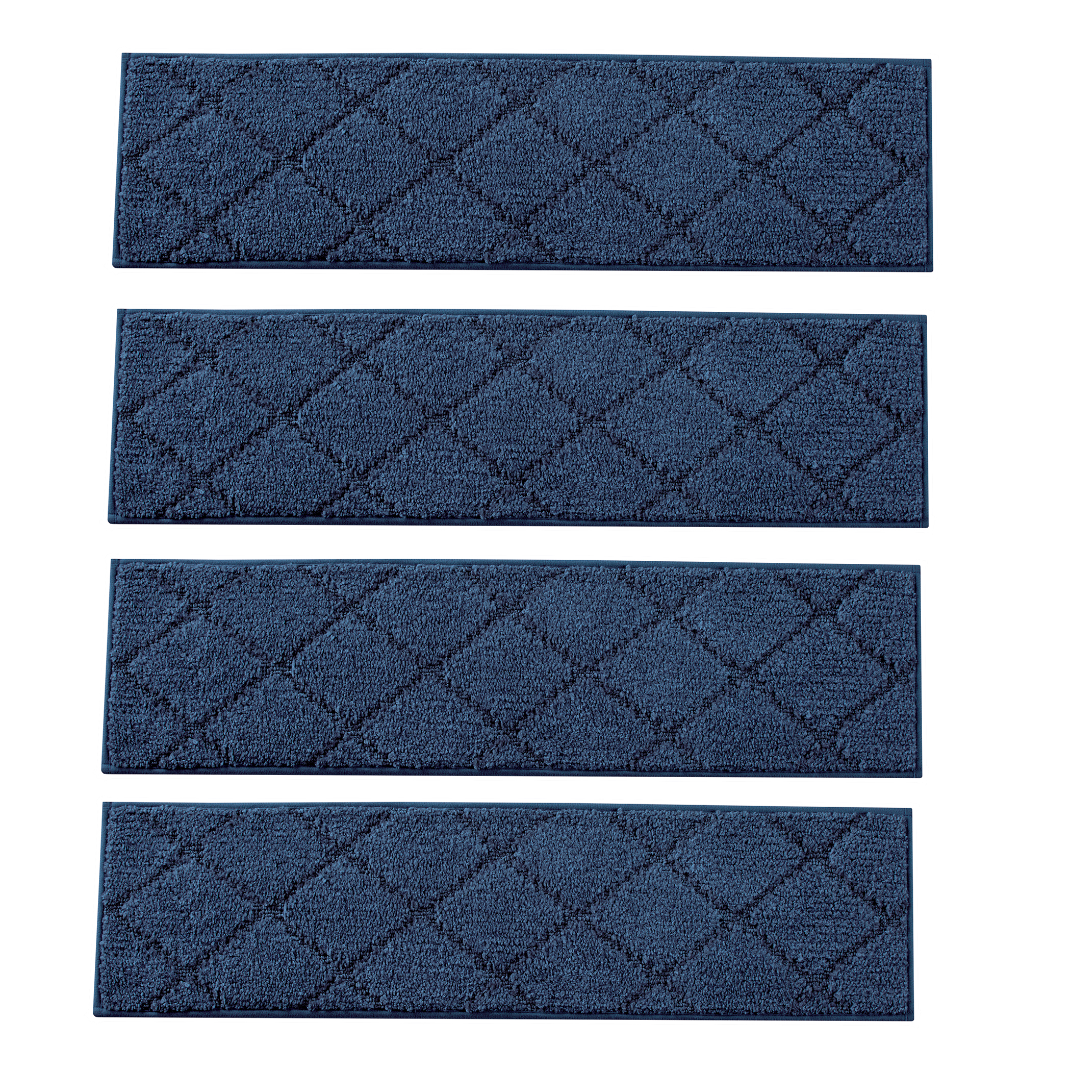 Ultra-Soft Diamond Design Slip-Resistant Stair Treads - Set of 4 Blue