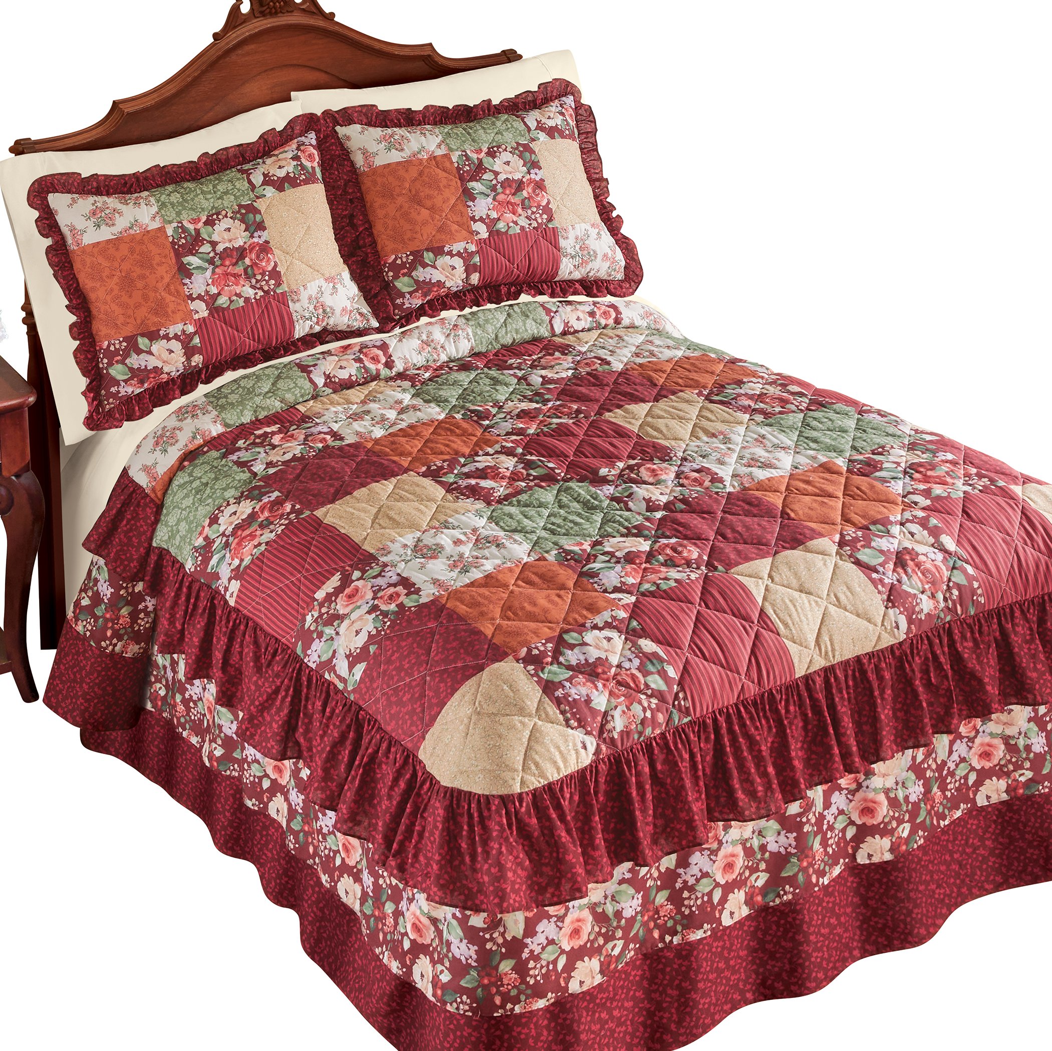 Olivia Rose Quilted Patchwork Tiered Ruffle Bedspread