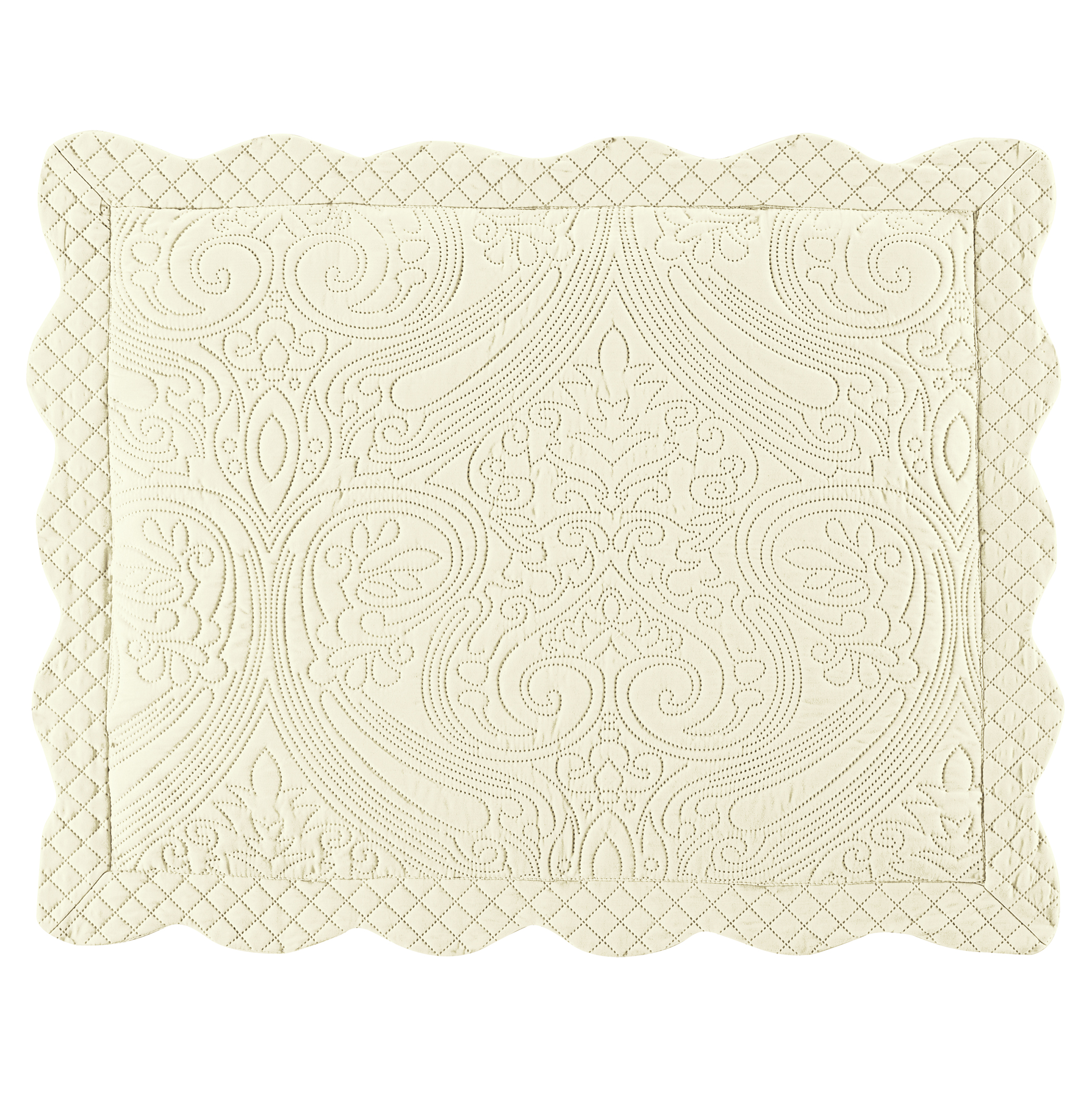 Luxe Textured Diamond Design Scalloped Edge Pillow Sham