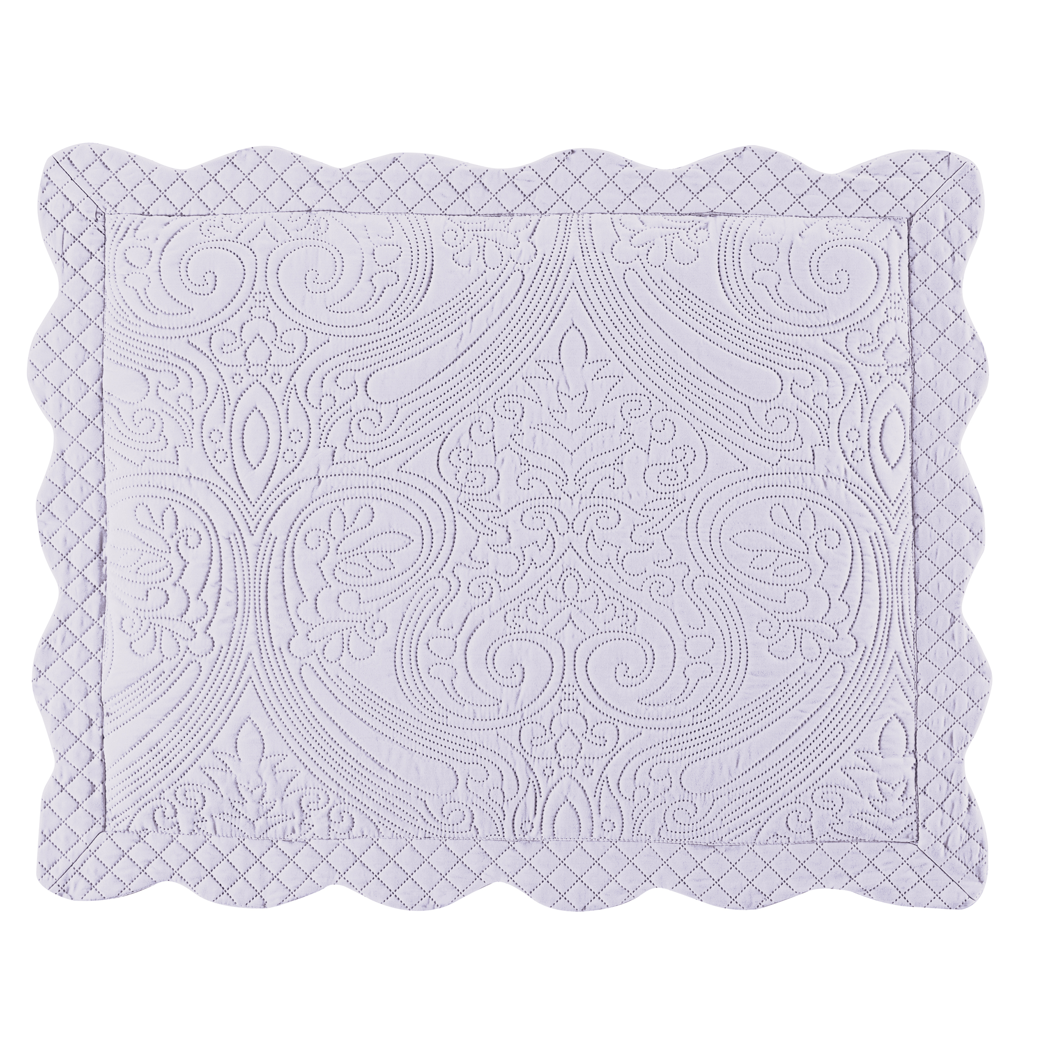 Luxe Textured Diamond Design Scalloped Edge Pillow Sham Sham Gender Neutral Lavender