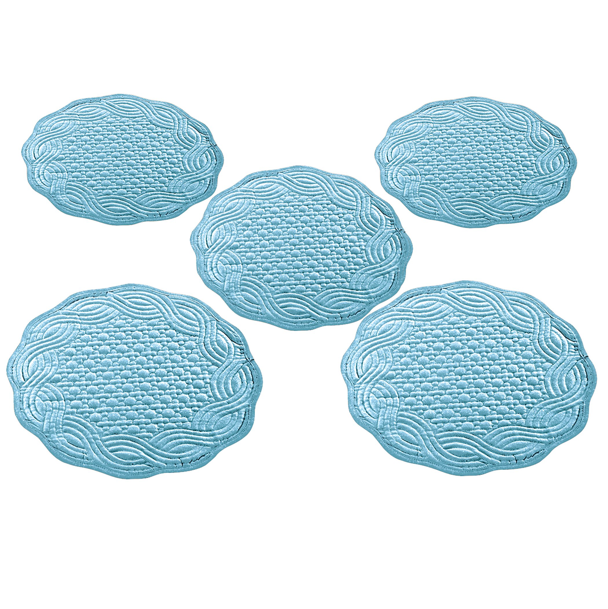 Quilted Texture Scalloped Edge Placemats - Set of 5 - Picture 3 of 4