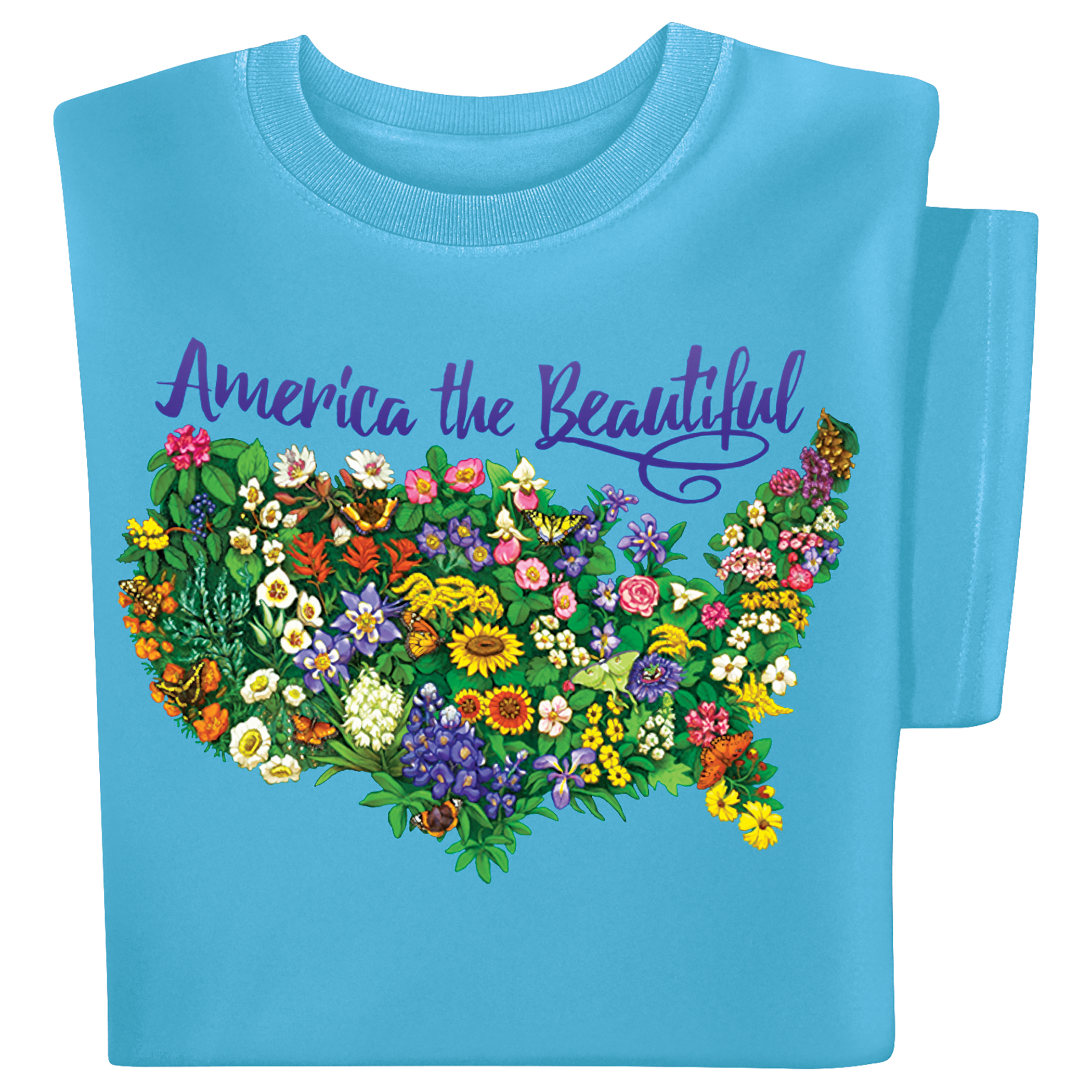 America the Beautiful Floral Short Sleeve Graphic T-Shirt