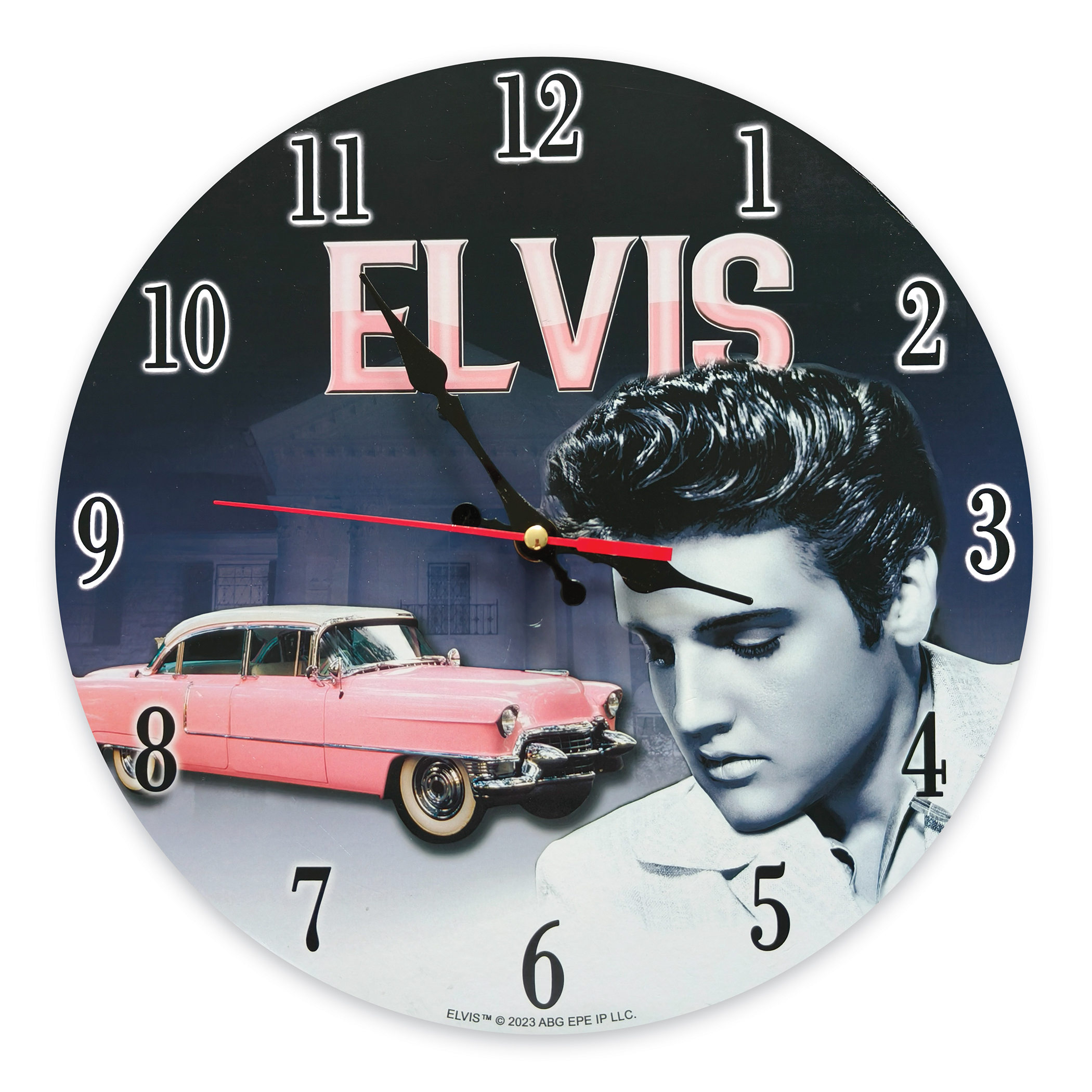 Unique Elvis Pink Cadillac Easy-to-Read Wall Clock