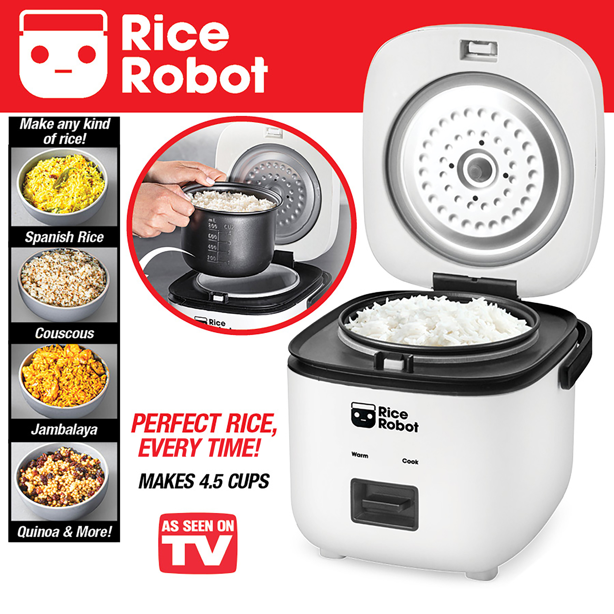 Collections etc rice robot ceramic non stick rice cooker