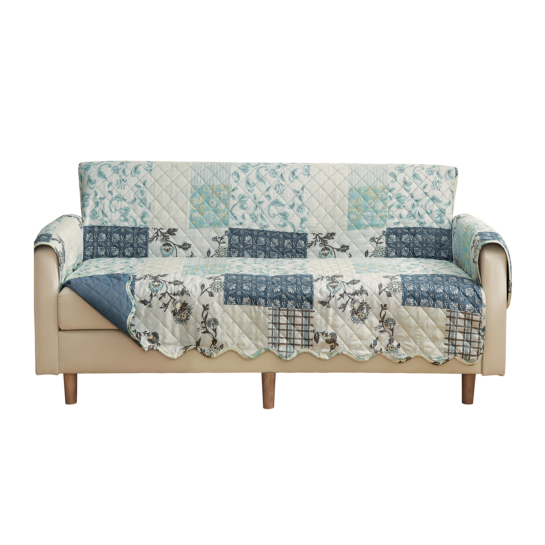 Garden Floral Patchwork Scalloped Edge Furniture Protector