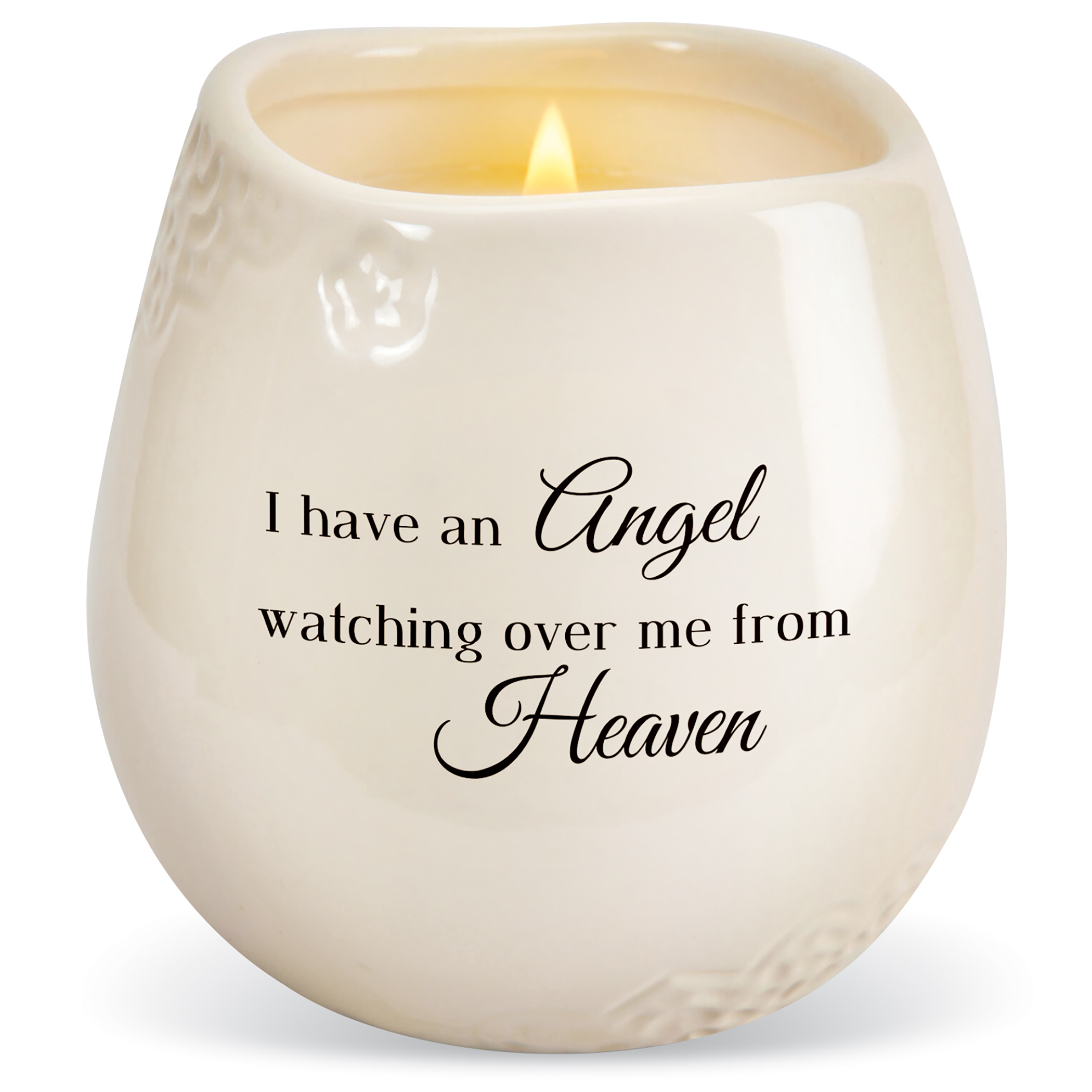 Angel Watching Over Me Ceramic Holder Floral Scented Soy Candle, 18 oz.