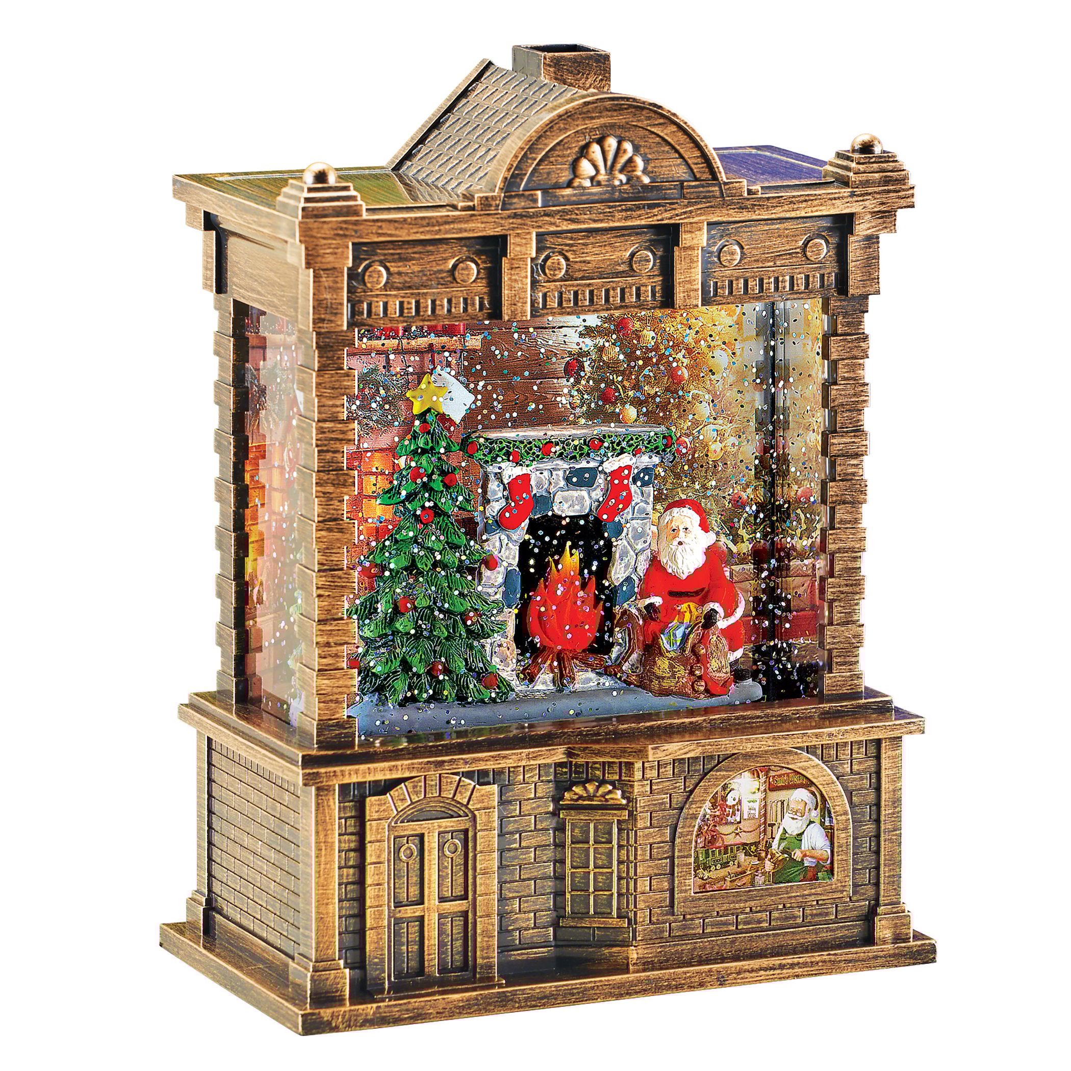 LED Lighted Santa Delivering Presents Musical Tabletop Snow Globe 6.5 X 3.75 X 9 Brown