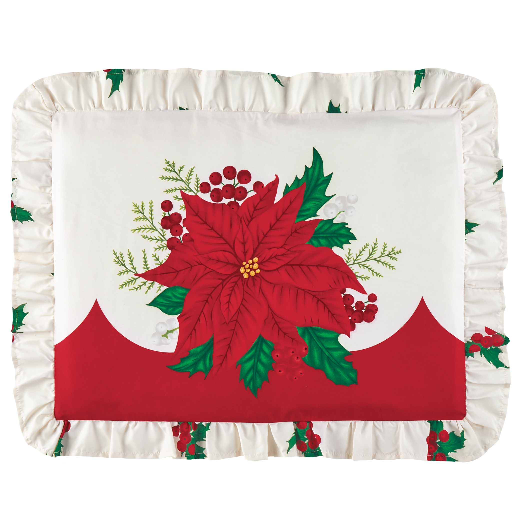 Christmas Bouquet Ruffle Edge Pillow Sham Gender Neutral Red