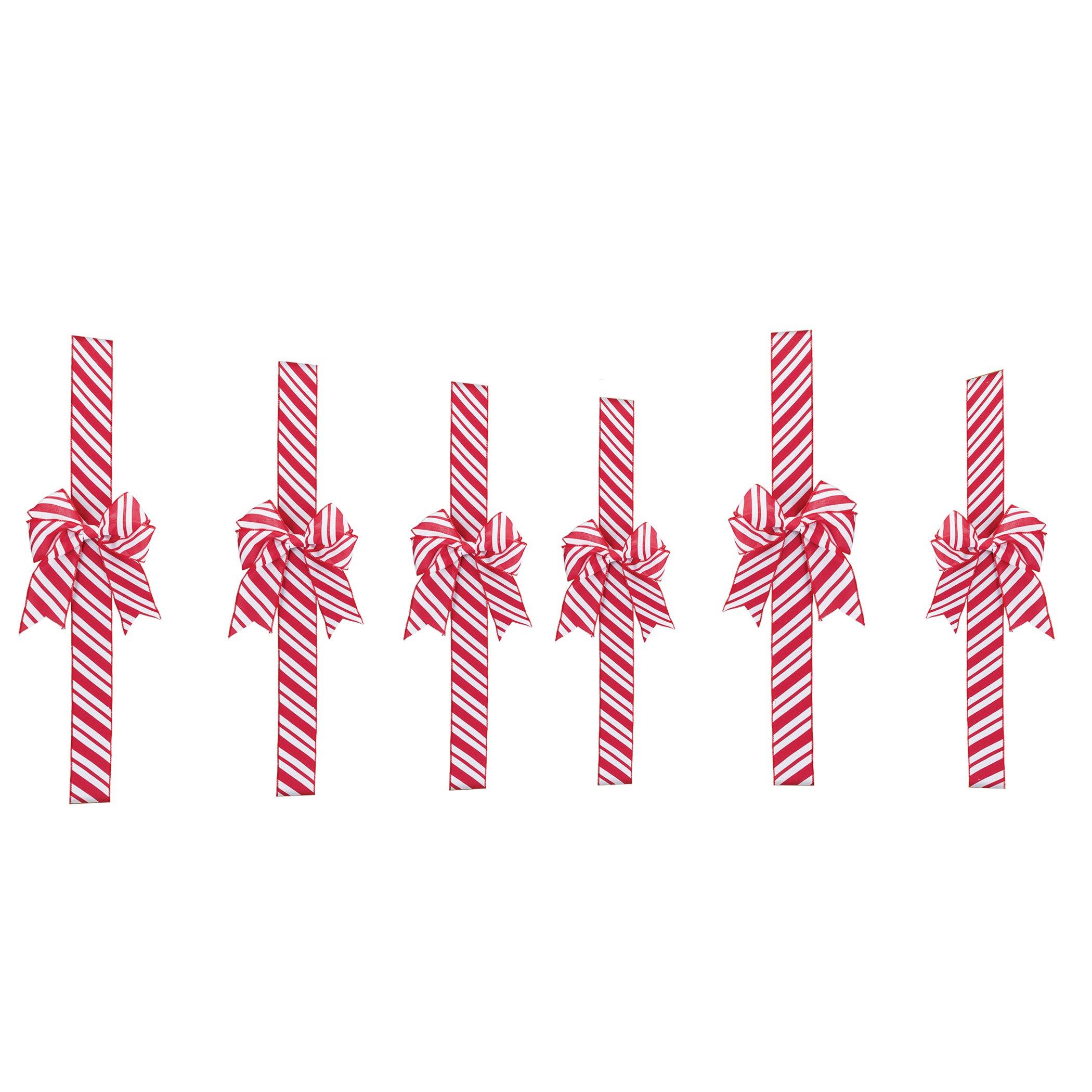 Festive Candy Cane Kitchen Cabinet Ribbons - Set of 4 Red
