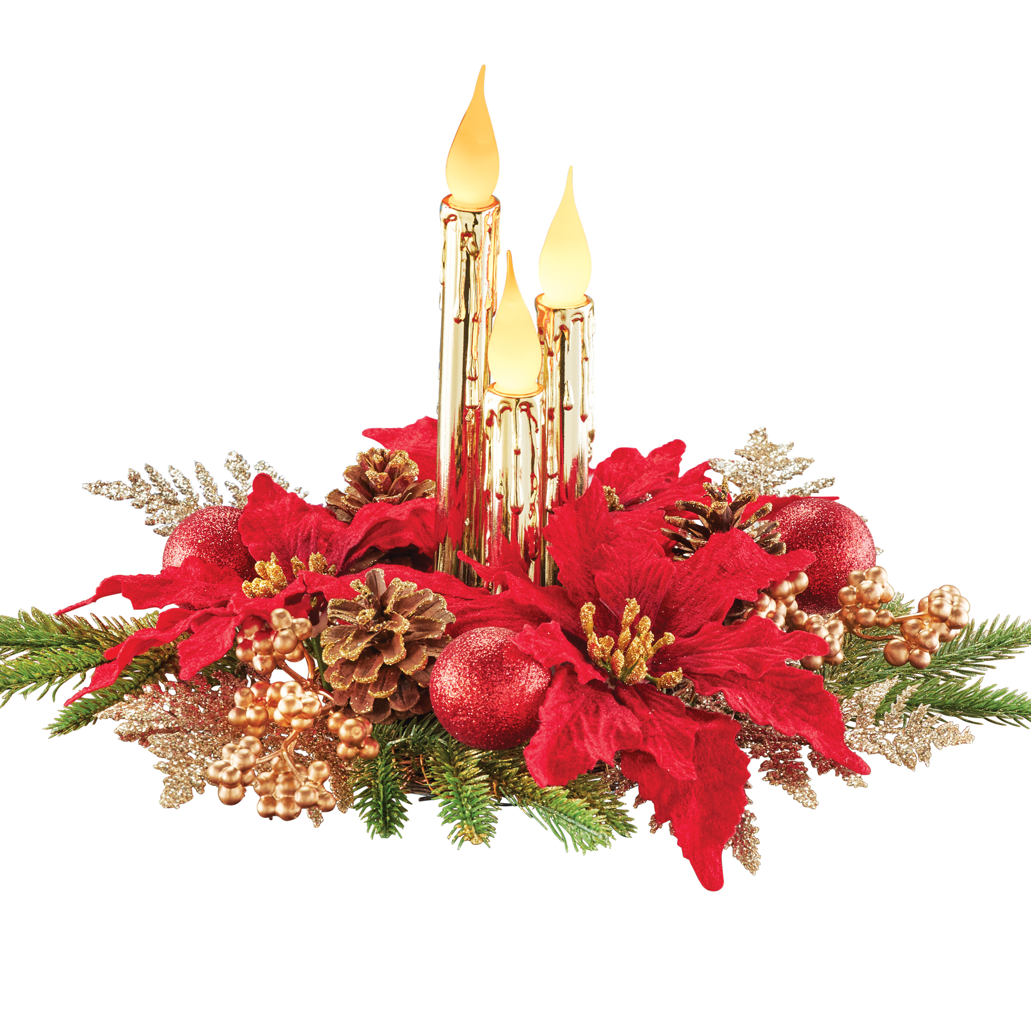 LED Lighted Holiday Candle Arrangement Centerpiece 14 X 14 X 11 Red