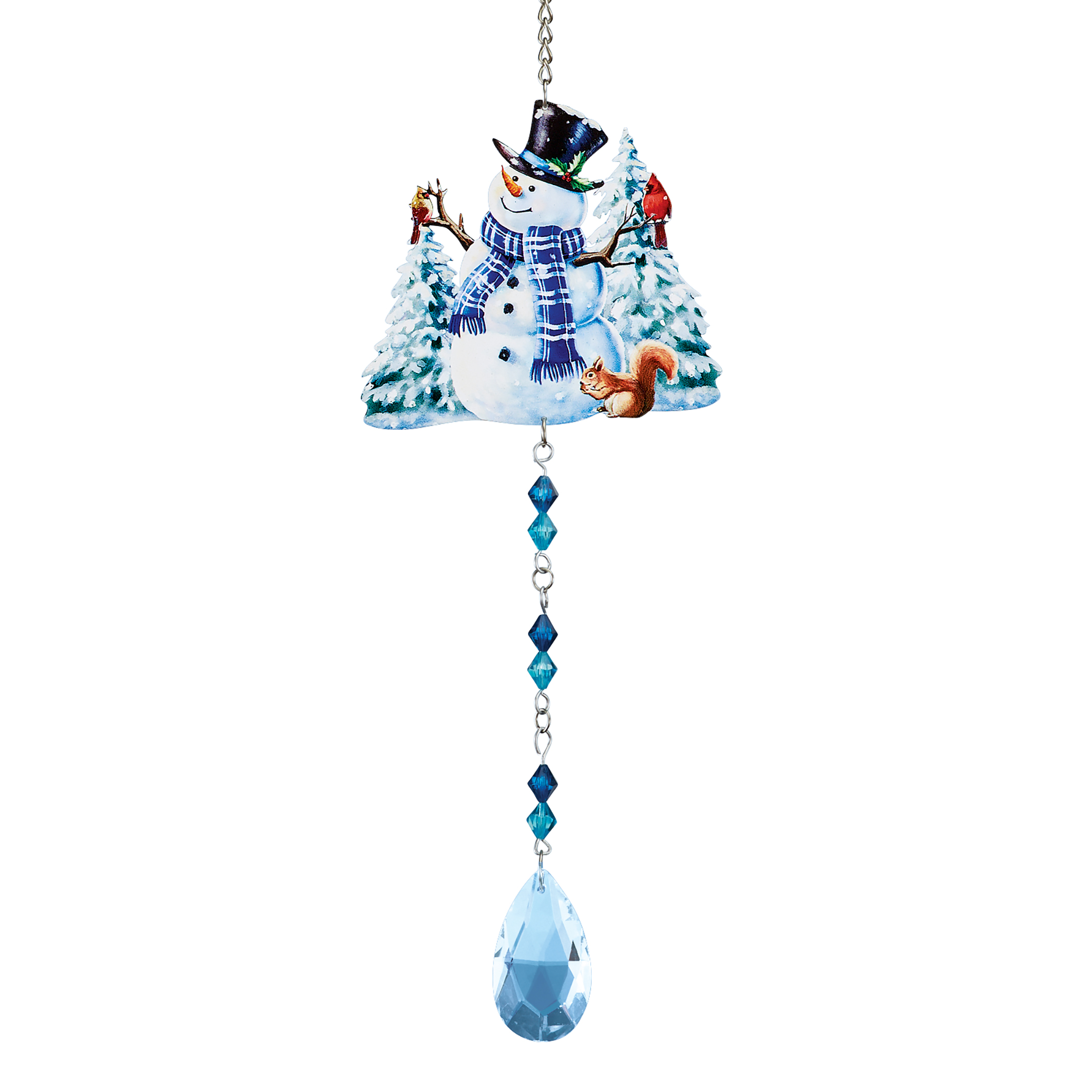 Charming Blue Snowman Hanging Suncatcher